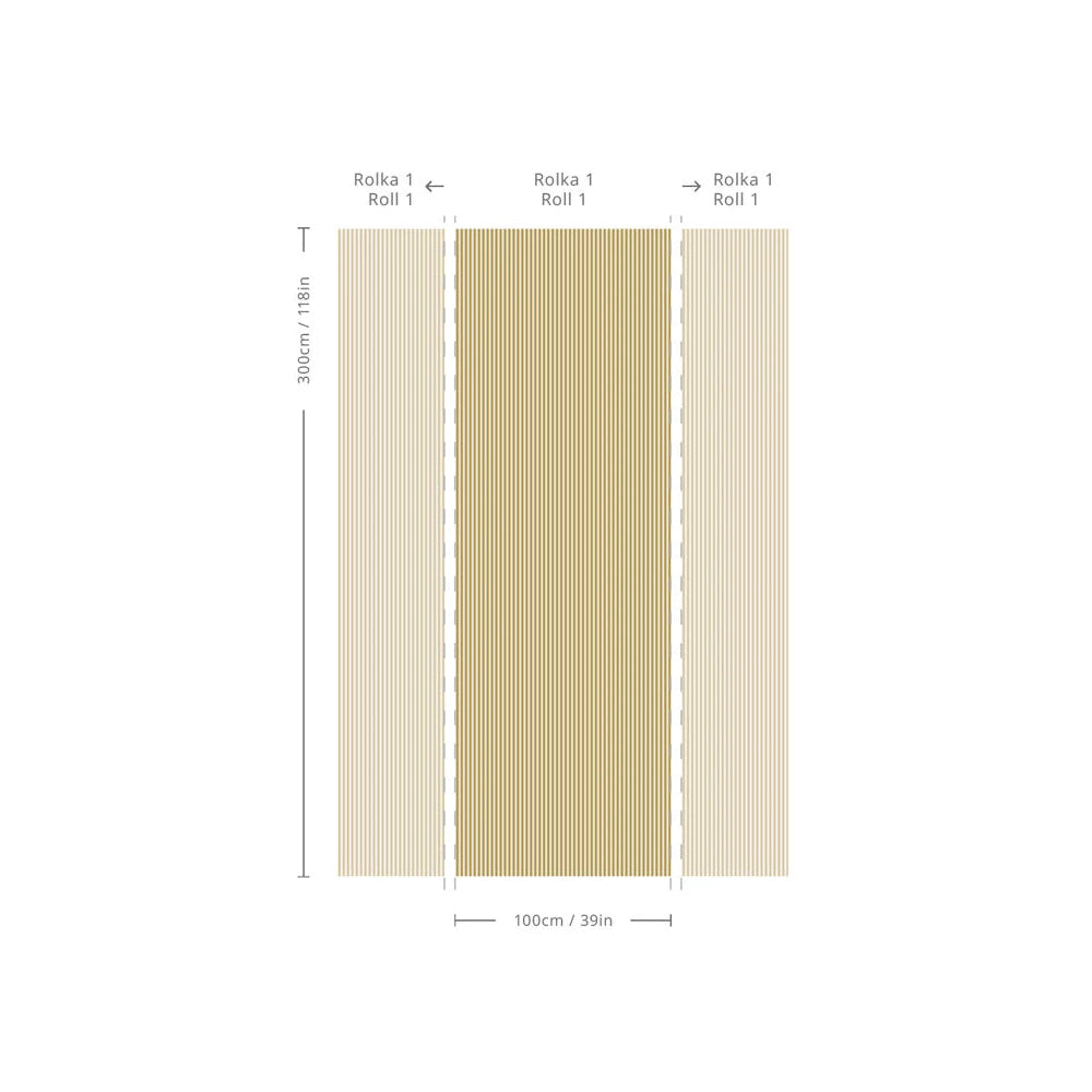 Tapete mit geometrischem Streifenmuster STRIPE MEADOW MUSTARD senfgelb mit Grau