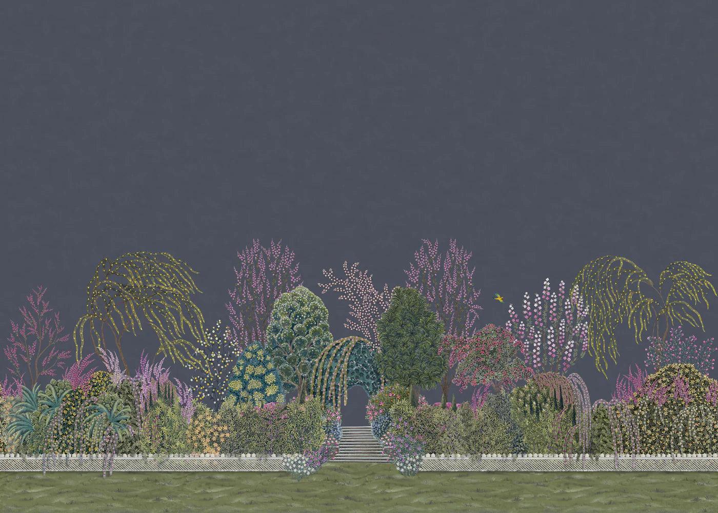 Wandbild mit Parklandschaft DIE GÄRTEN - Nachtträume