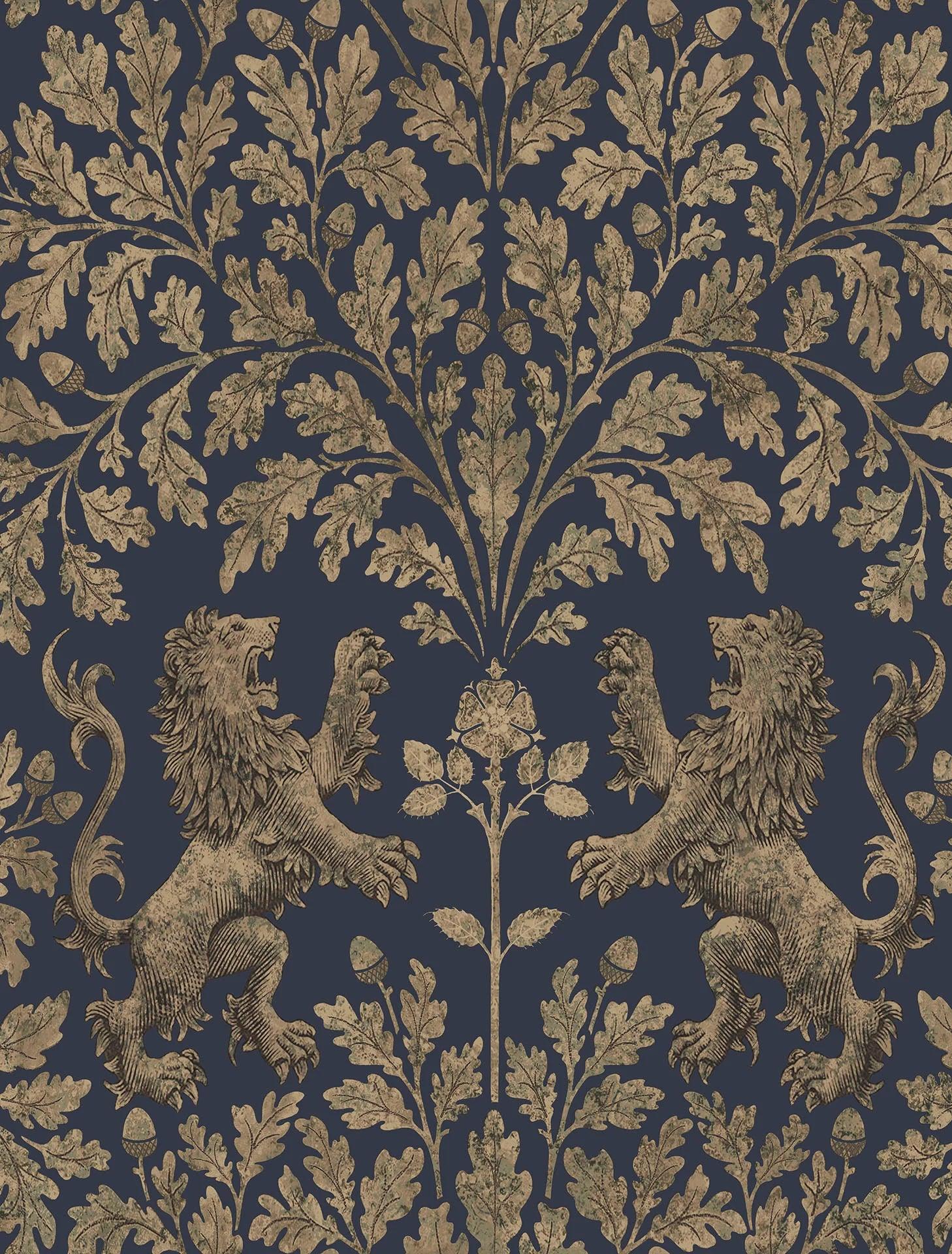 Tapeta THE PEARWOOD COLLECTION - Boscobel Oak granatowy Cole & Son Eye on Design