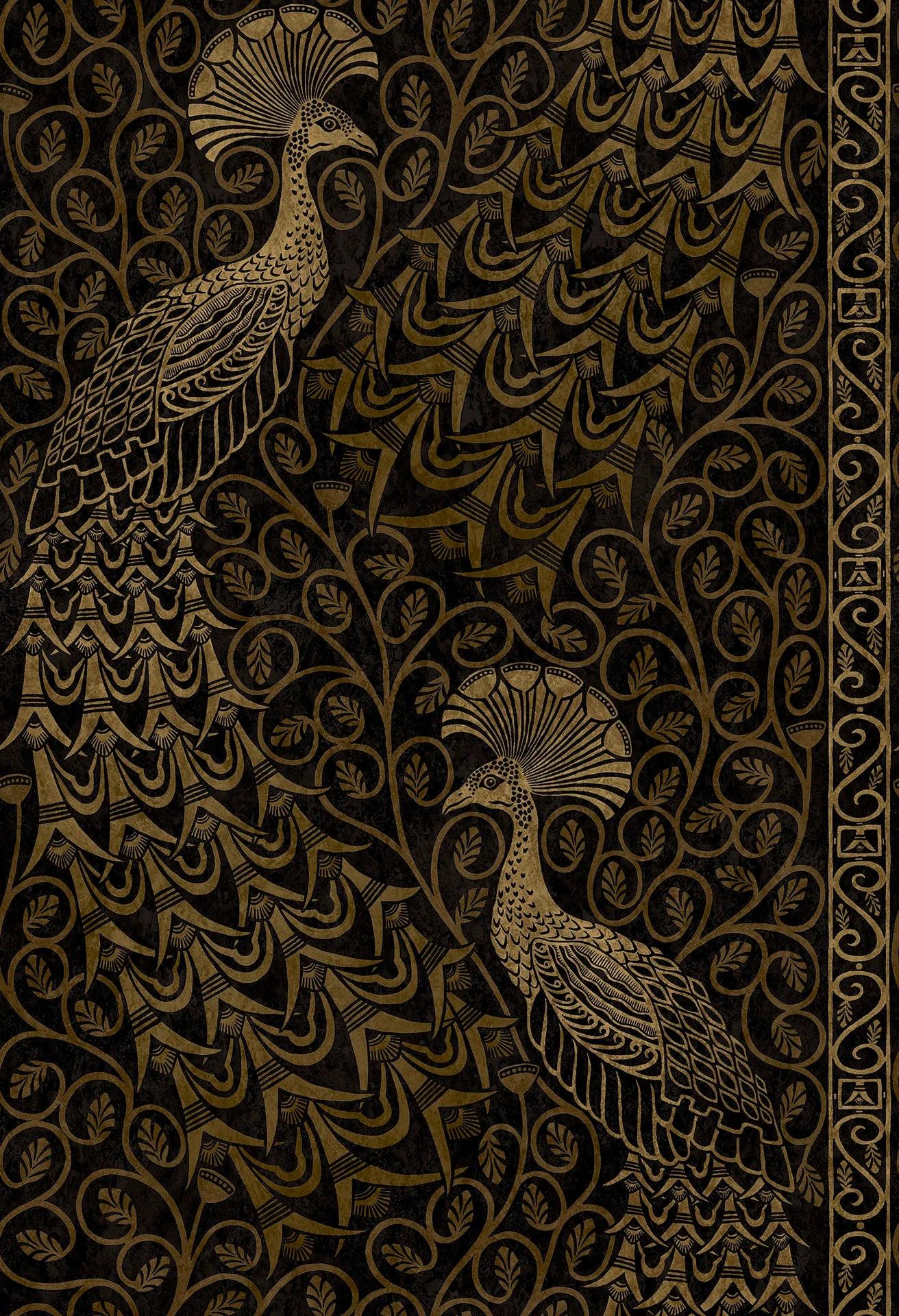 Tapeta THE PEARWOOD COLLECTION - Pavo Parade złoto na czerni Cole & Son Eye on Design