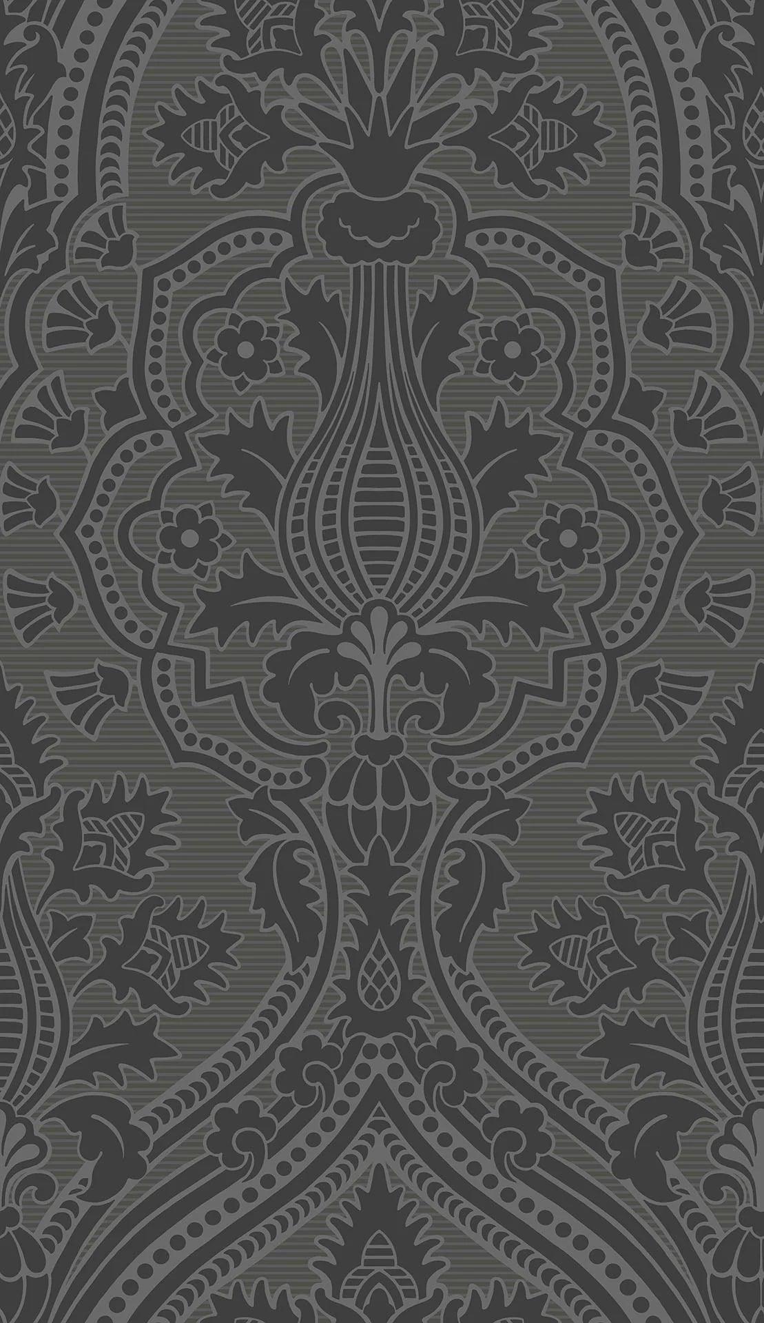 Tapeta THE PEARWOOD COLLECTION - Pugin Palace Flock czarny Cole & Son Eye on Design