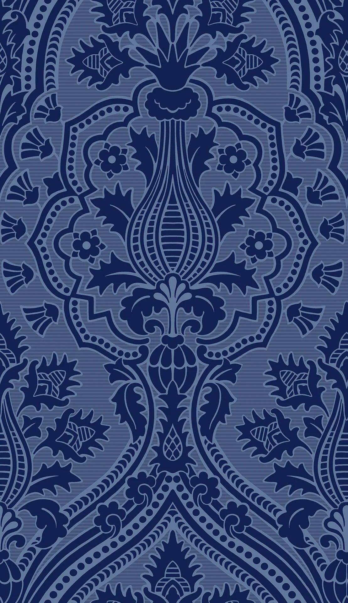 Tapeta THE PEARWOOD COLLECTION - Pugin Palace Flock niebieski Cole & Son Eye on Design