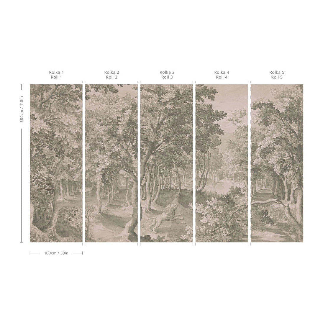 Fliselintapete mit Landschaft TIMELESS TREES GREEN zielony