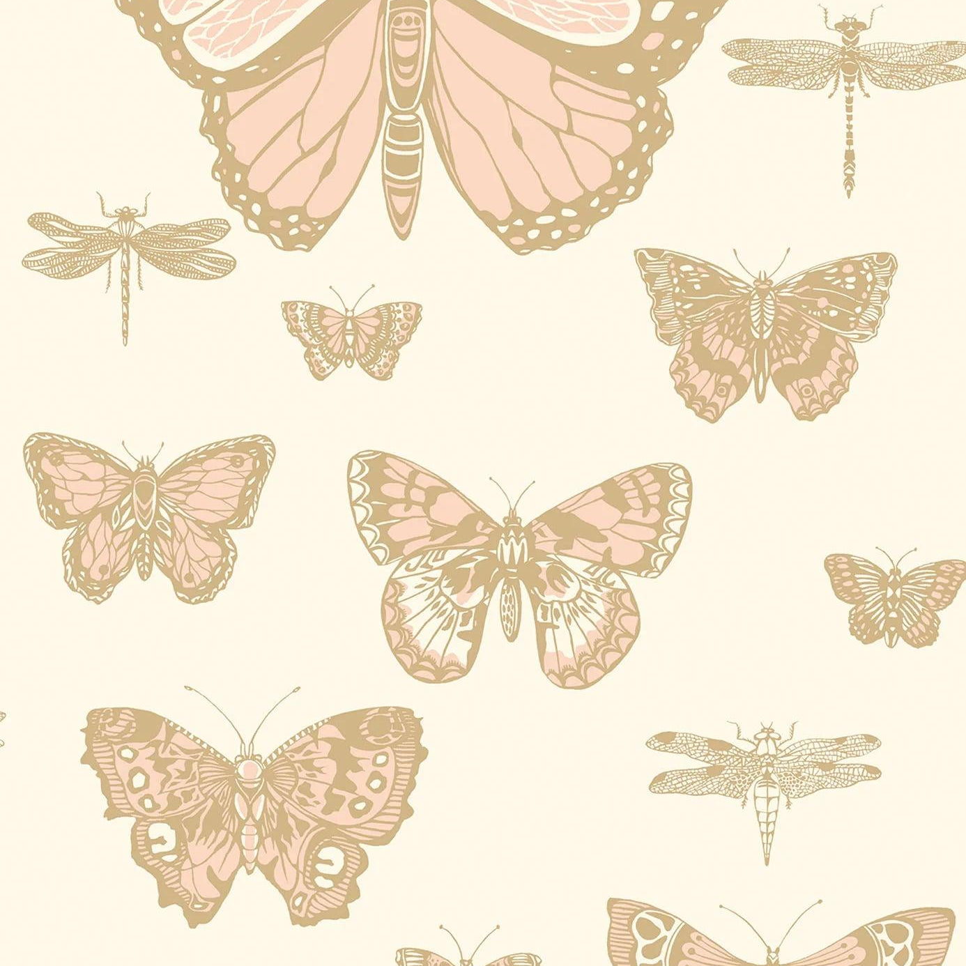 Tapeta WHIMSICAL - Butterflies & Dragonflies róż na kremie Cole & Son Eye on Design