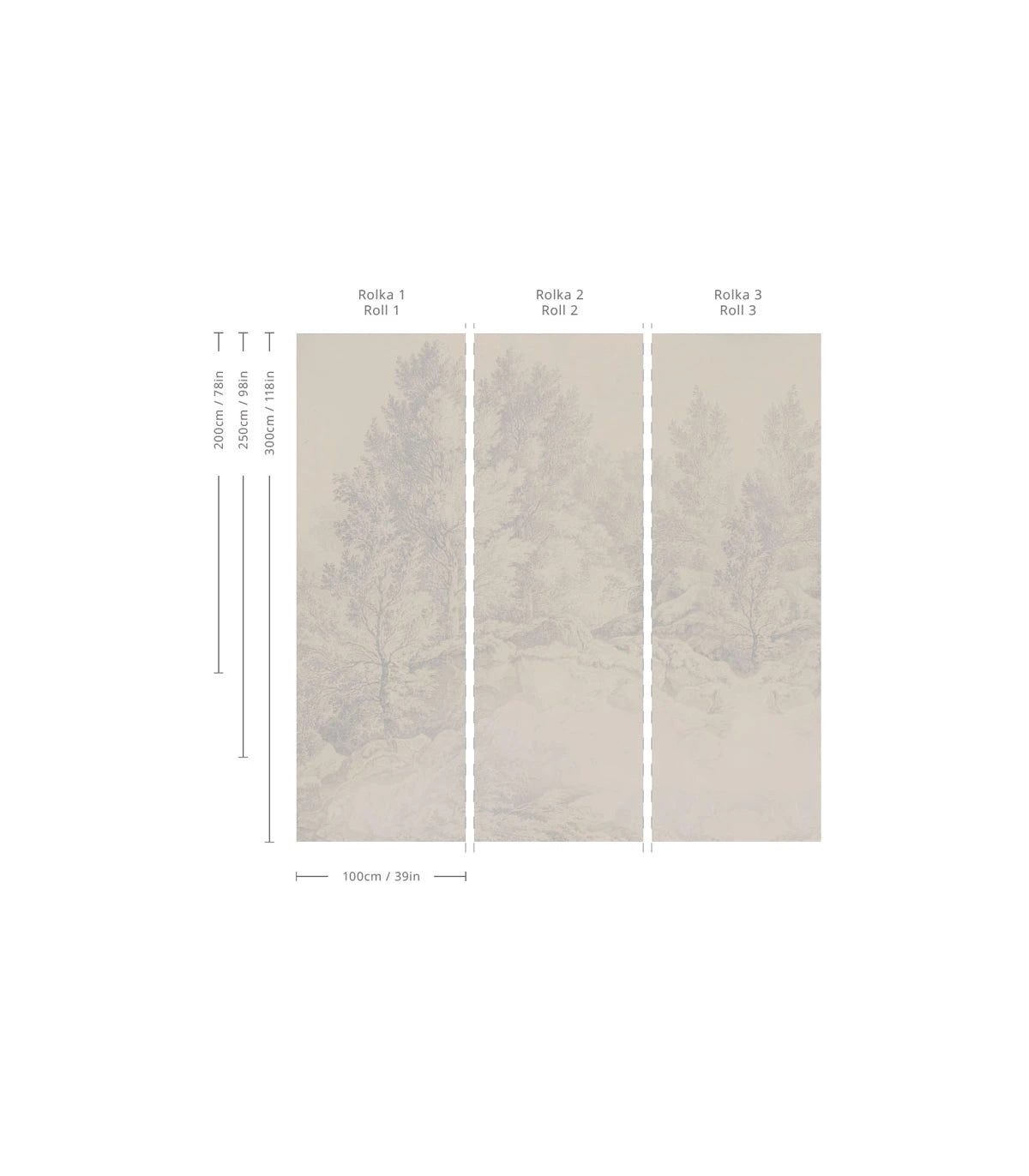 Wallpaper with a Landscape of Trees WHISPERING TREES BLUE