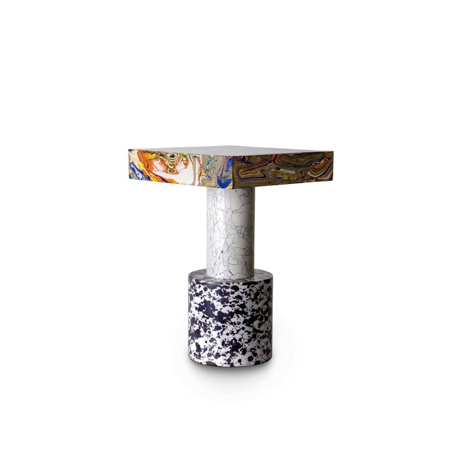Side table swirl amber marble