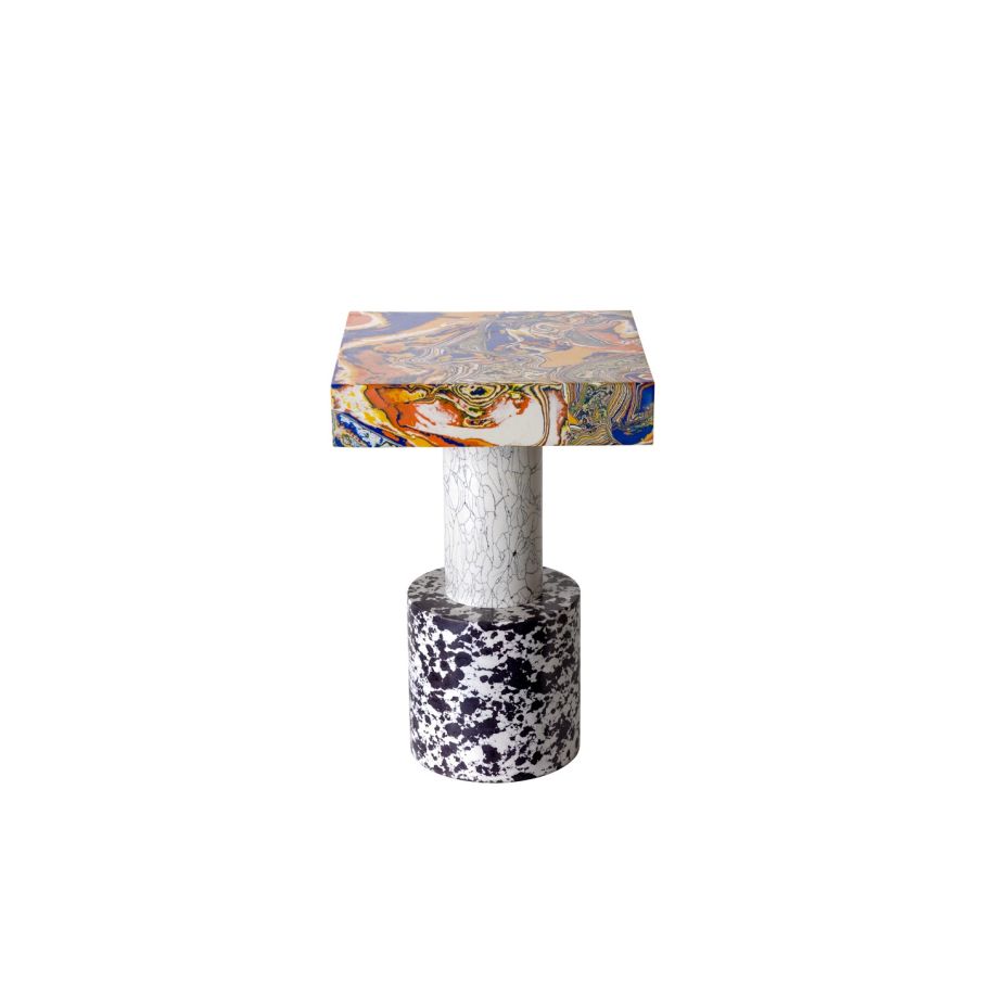 Side table swirl amber marble