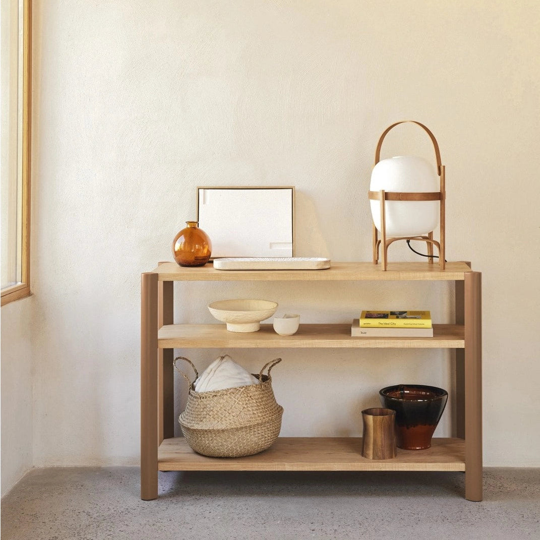 BONA Oak Wood Shelf with Brown Base