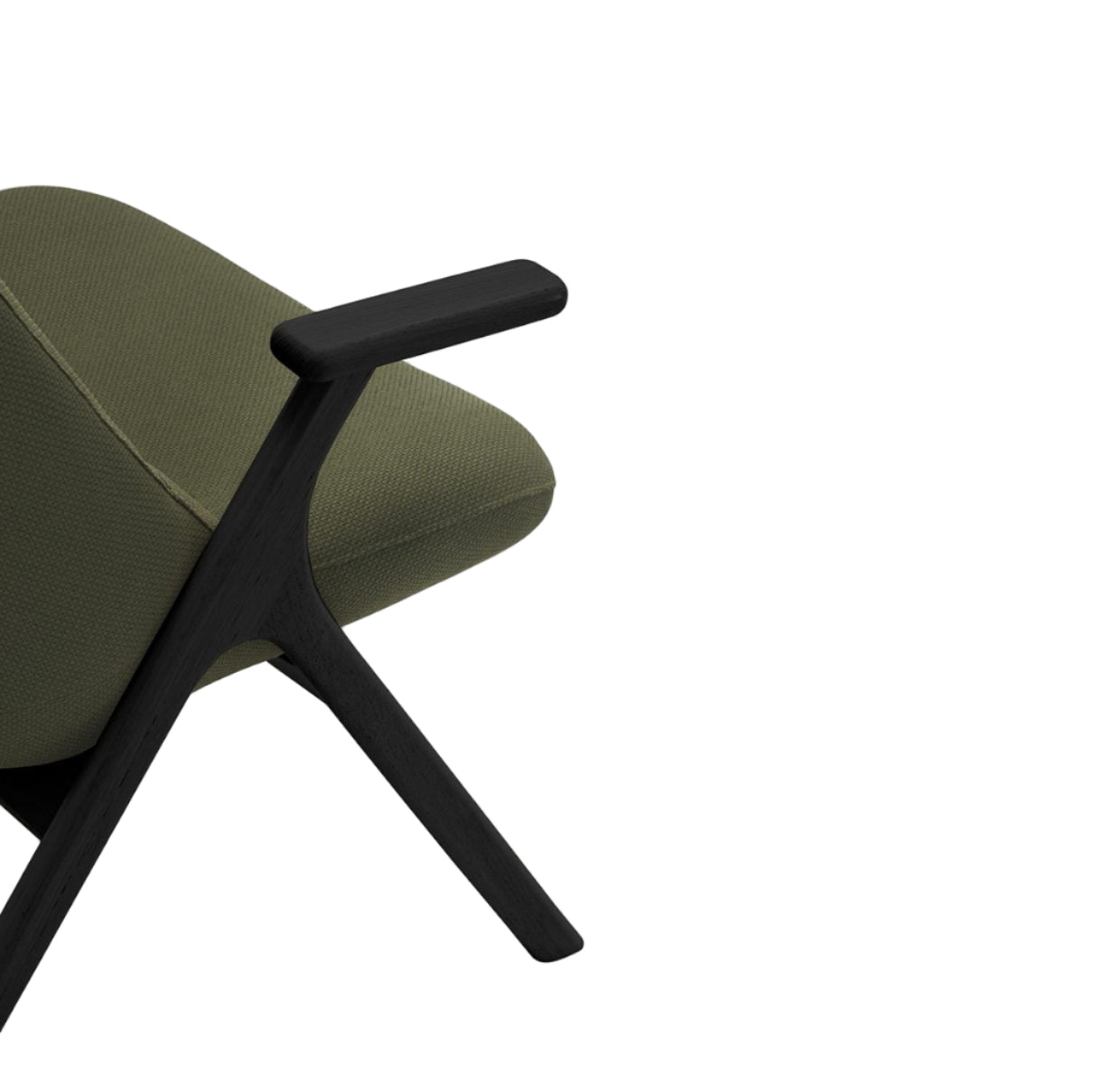 DINS Armchair in Dark Green with Black Wooden Base