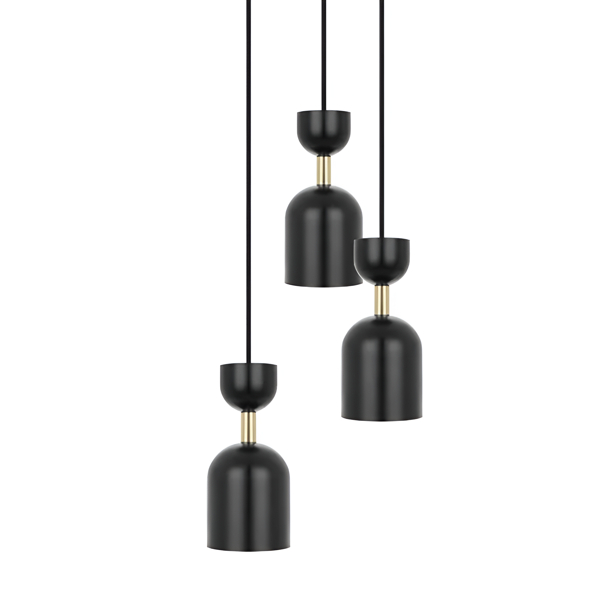 SUPURU 3P schwarze Pendelleuchte mit Messing