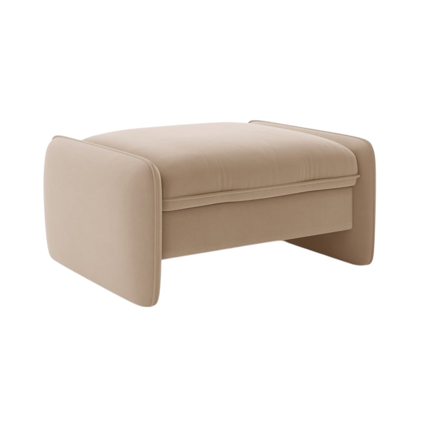 Georgia Almond Beige Velvet Pouf