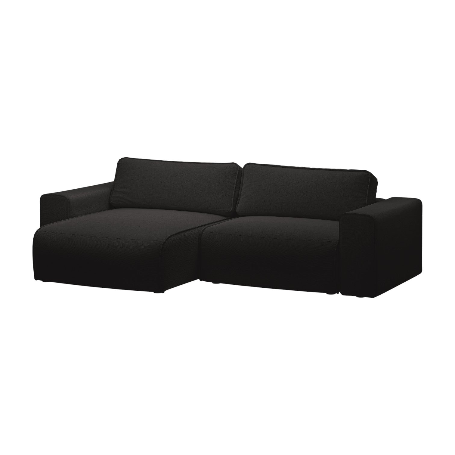Black velvet left-sided 3-seater sofa bed VICTOR