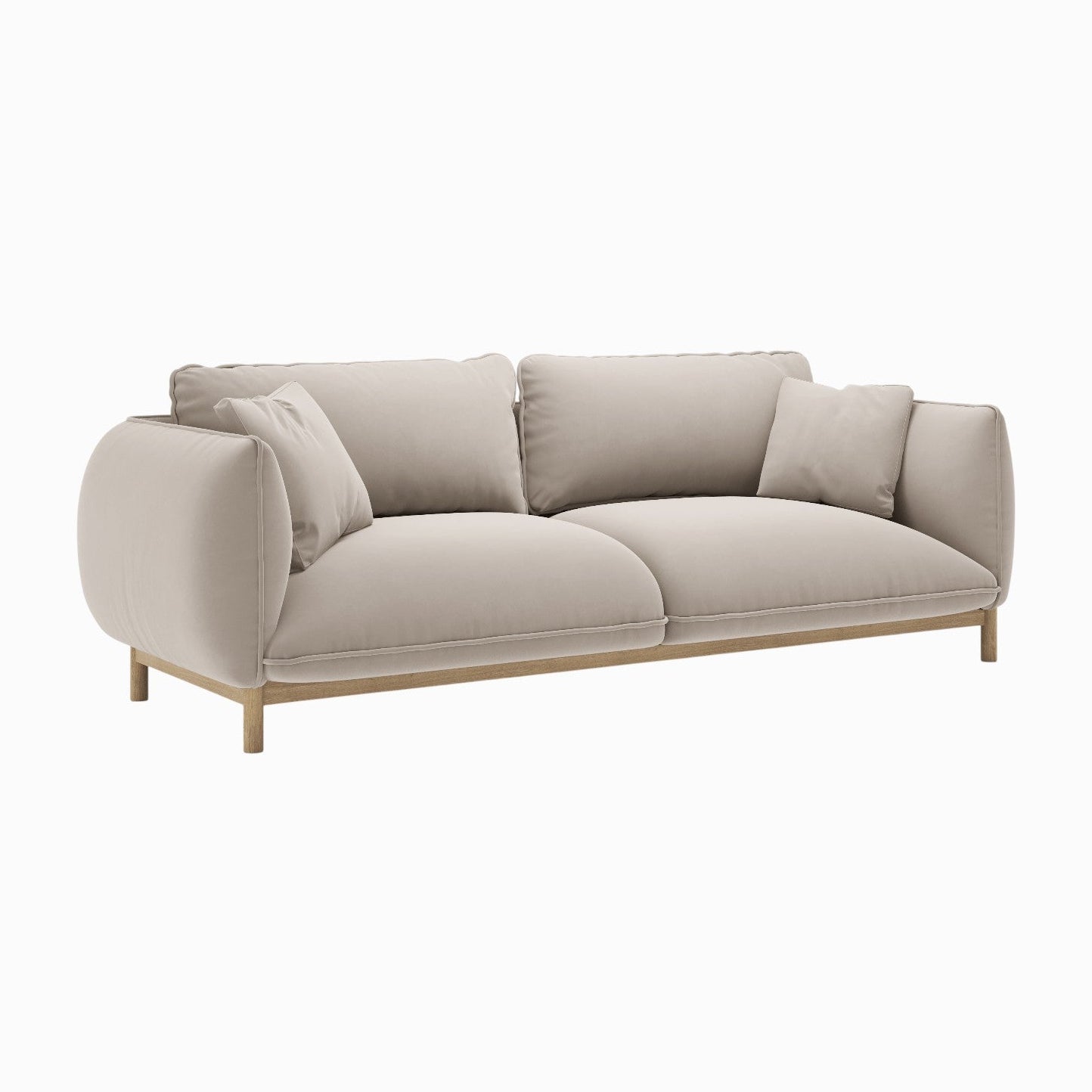 Sofa aus Samt 3-sitzig ADA hellbeige
