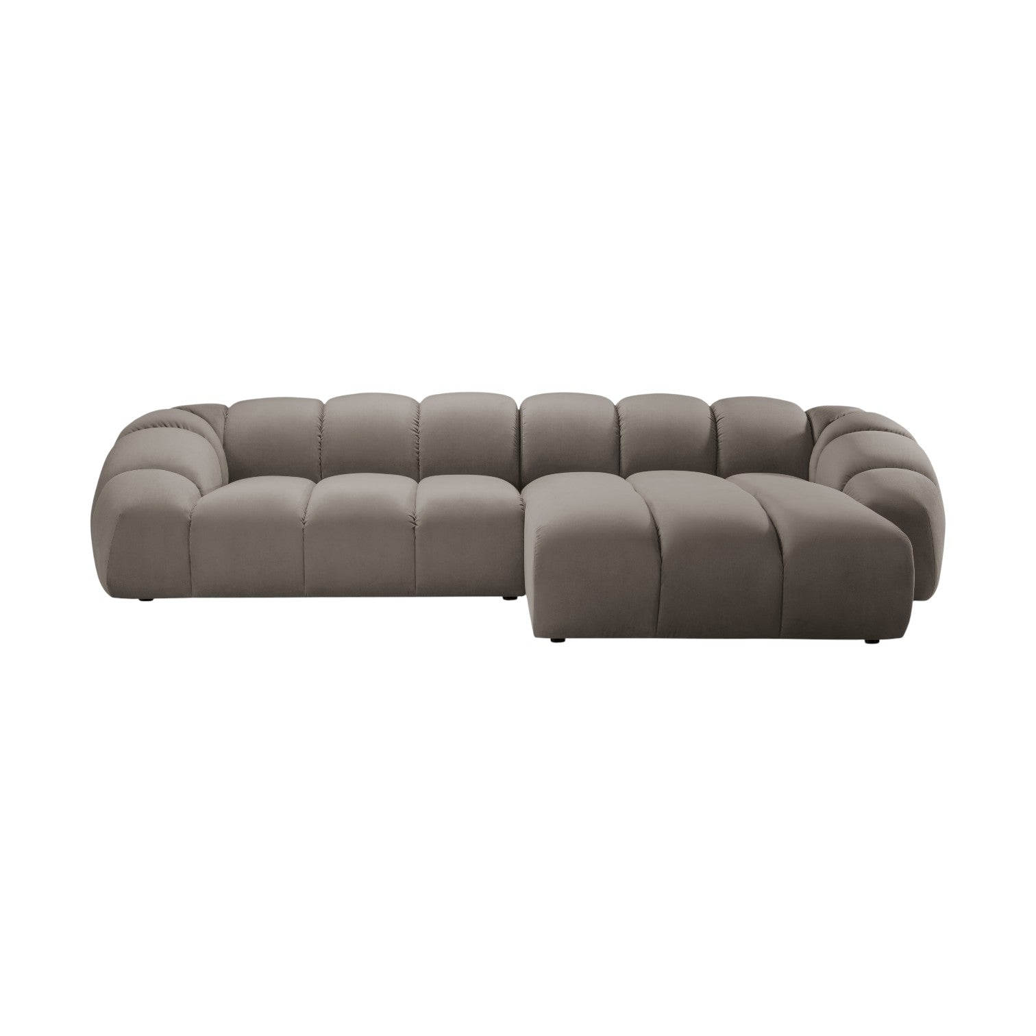 Velvet Right Corner Sofa, "Diana", 4 Seats, Gray Brown, 334x182x72
Made in Europe
