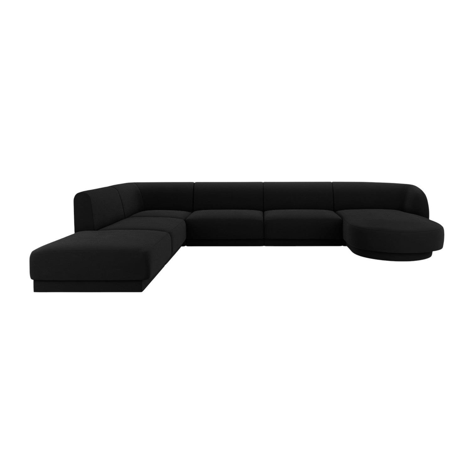 Velvet corner sofa for 6 people in left-facing U shape MILEY black