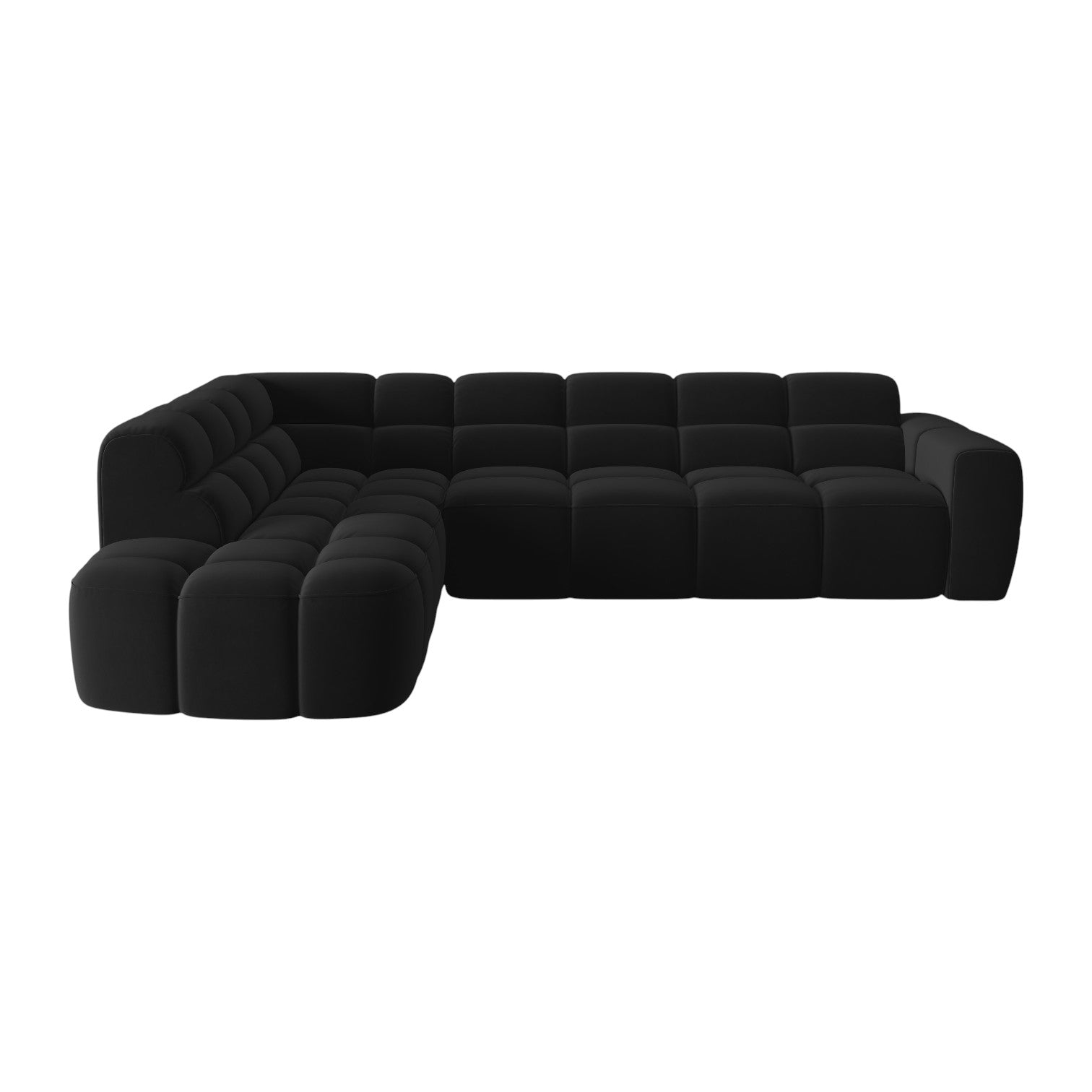 Sofa narożna aksamitna lewostronna LISA czarny