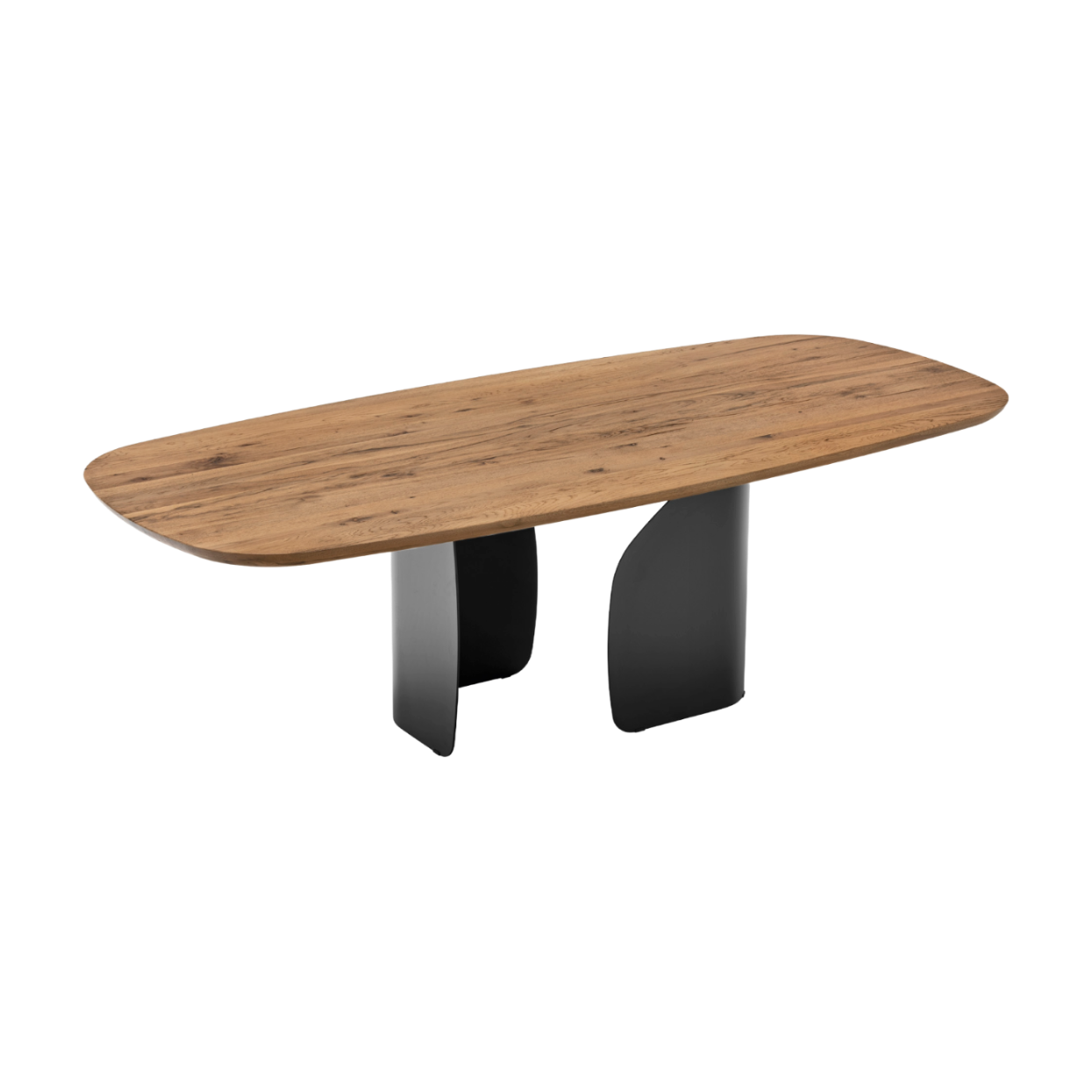 Tisch TWINS mit Nussbaumplatte und schwarzem Gestell