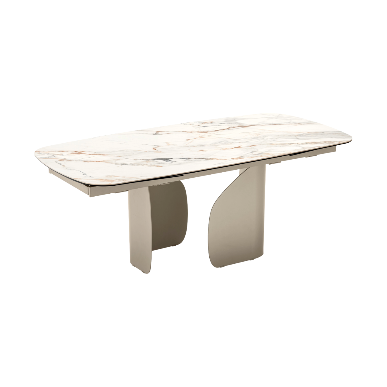 TWINS Extendable Table with Beige Top and Beige Base