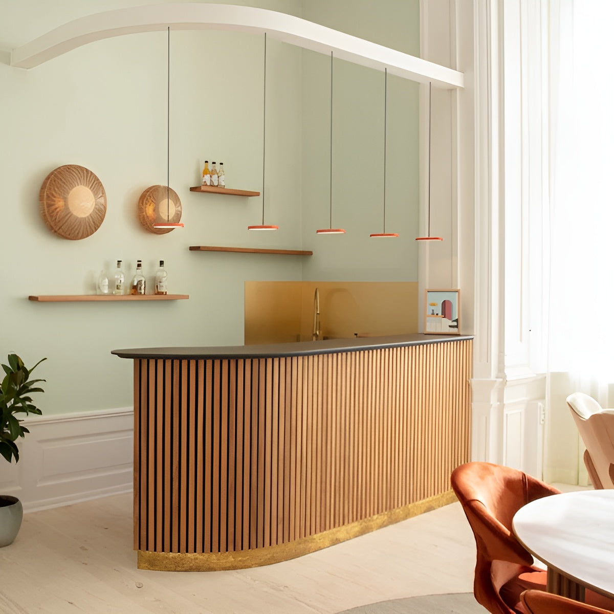 Pendelleuchte ASTERIA MICRO orange mit goldener Einlage