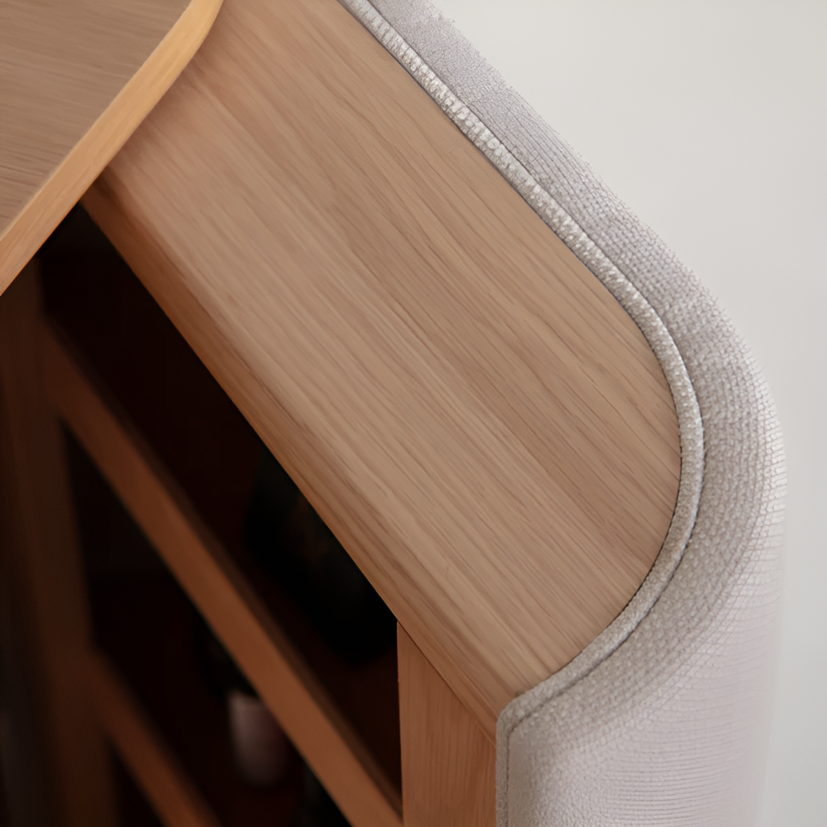 TREASURES cabinet in caramel with an oak base