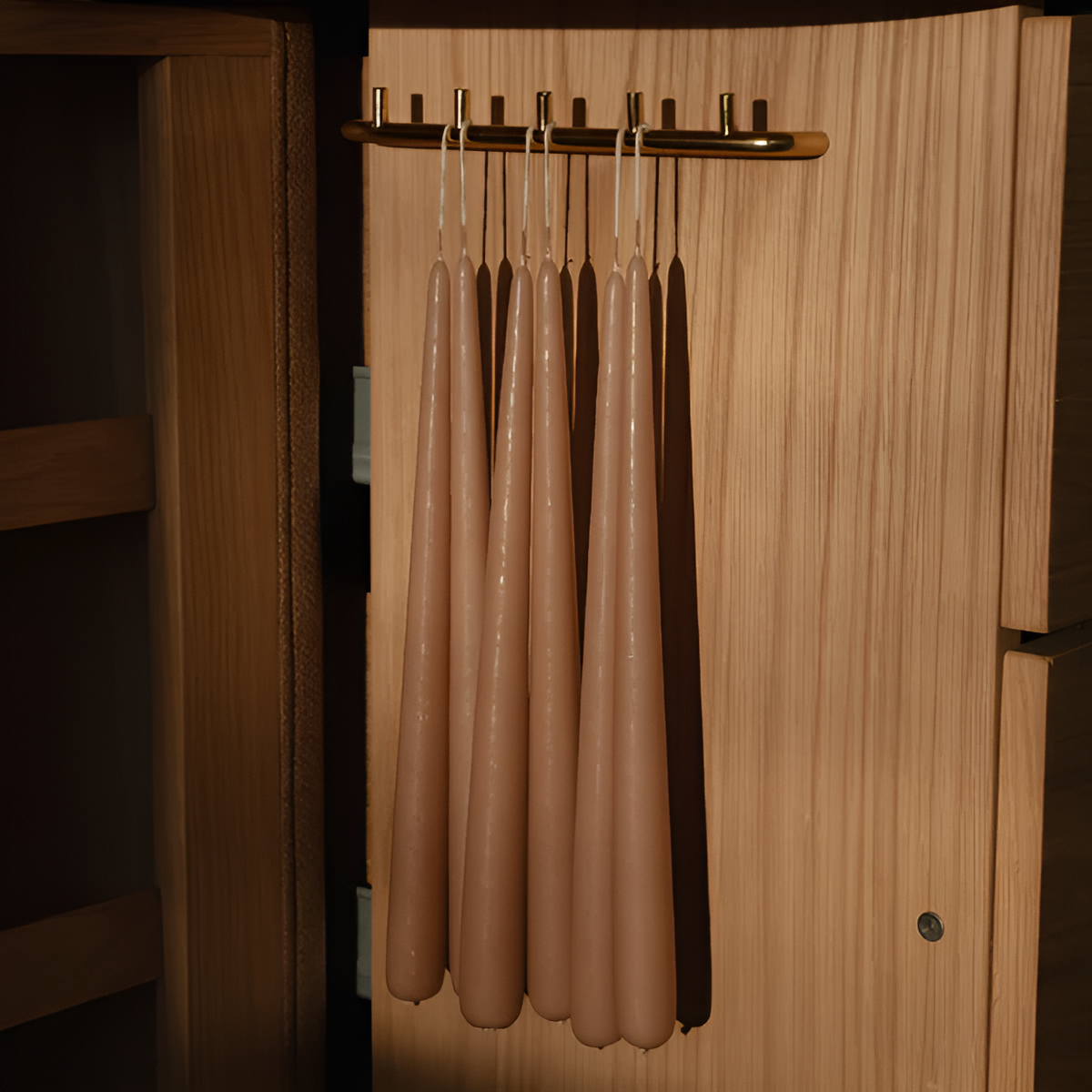 TREASURES cabinet in caramel with an oak base