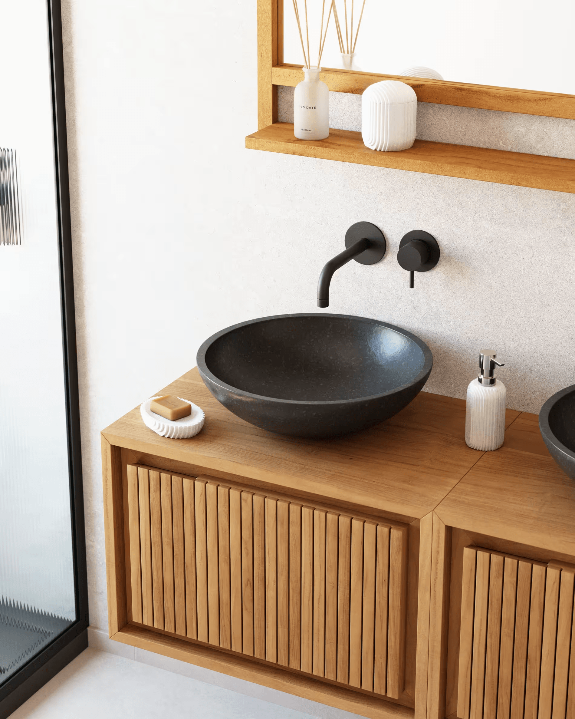 Umywalka nablatowa DELINA czarne lastryko La Forma Eye on Design