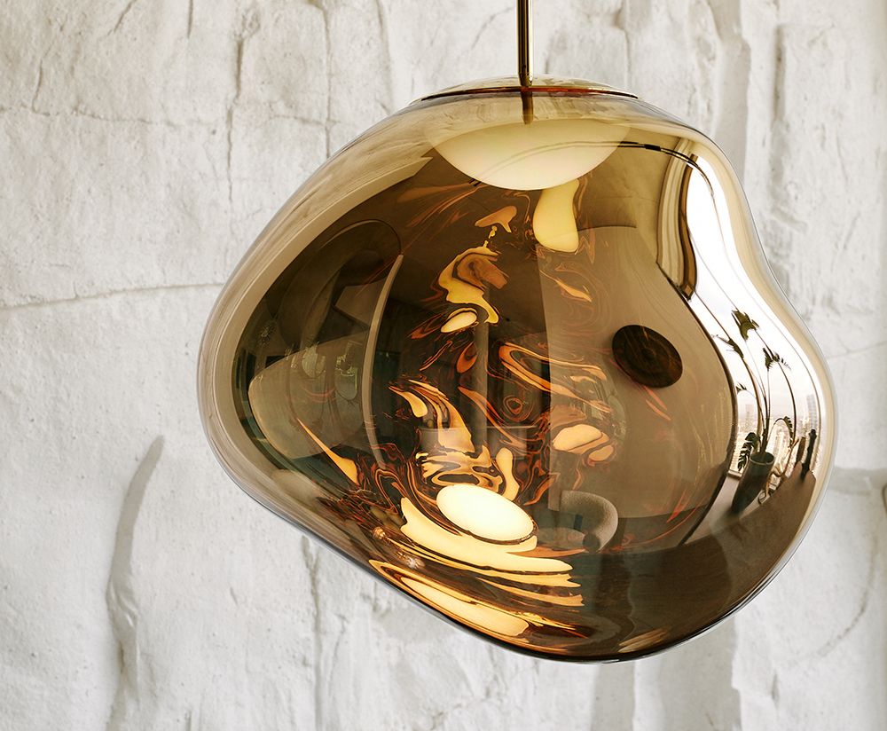 Runde hängende Lampe Gold schmelzen