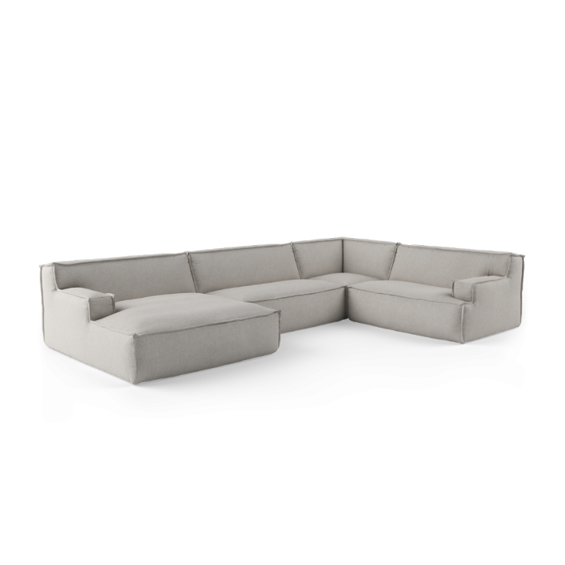 Left-facing U-shaped modular sofa DRIFTER upholstered