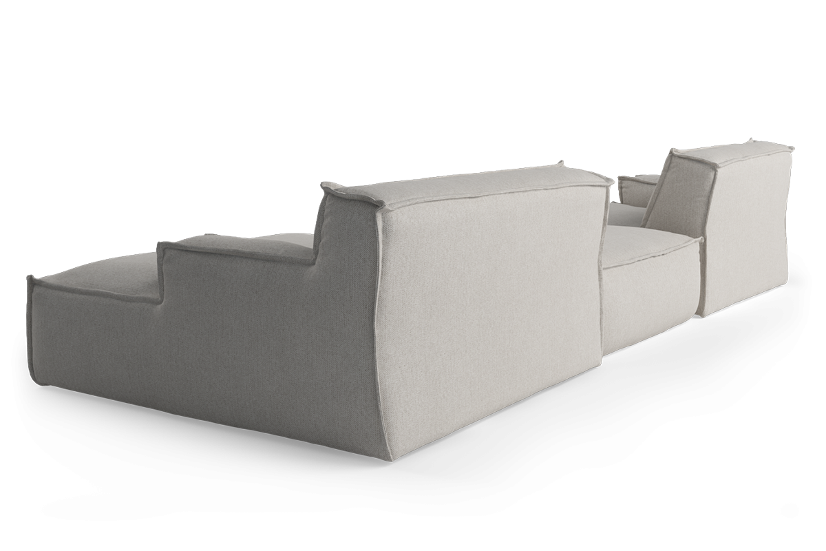 Modularer 4-Sitzer Ecksofa mit rechtsseitigem Fußhocker DRIFTER, gepolstert