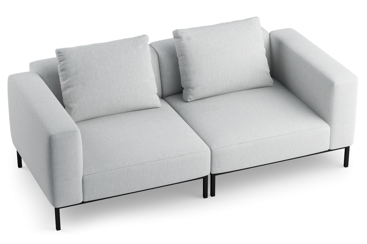 Modulares 2-Sitzer Sofa HOLDEN mit schwarzem Gestell