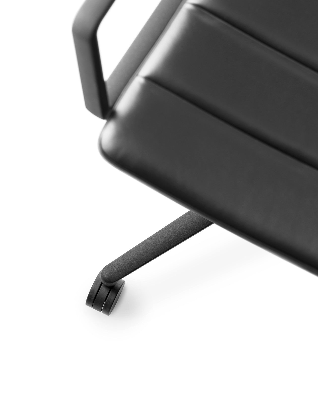 Office Chair 452 Black Leather with Black Metal Base