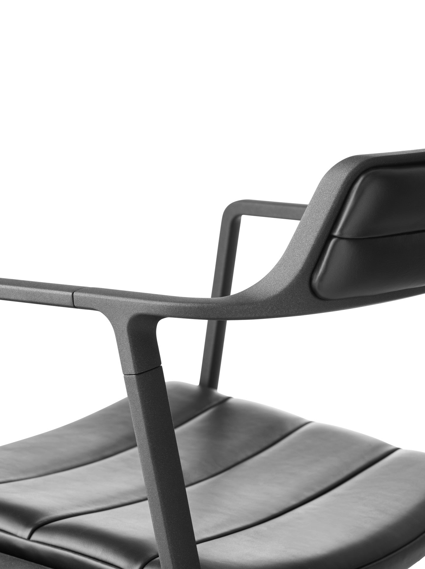 Office Chair 452 Black Leather with Black Metal Base