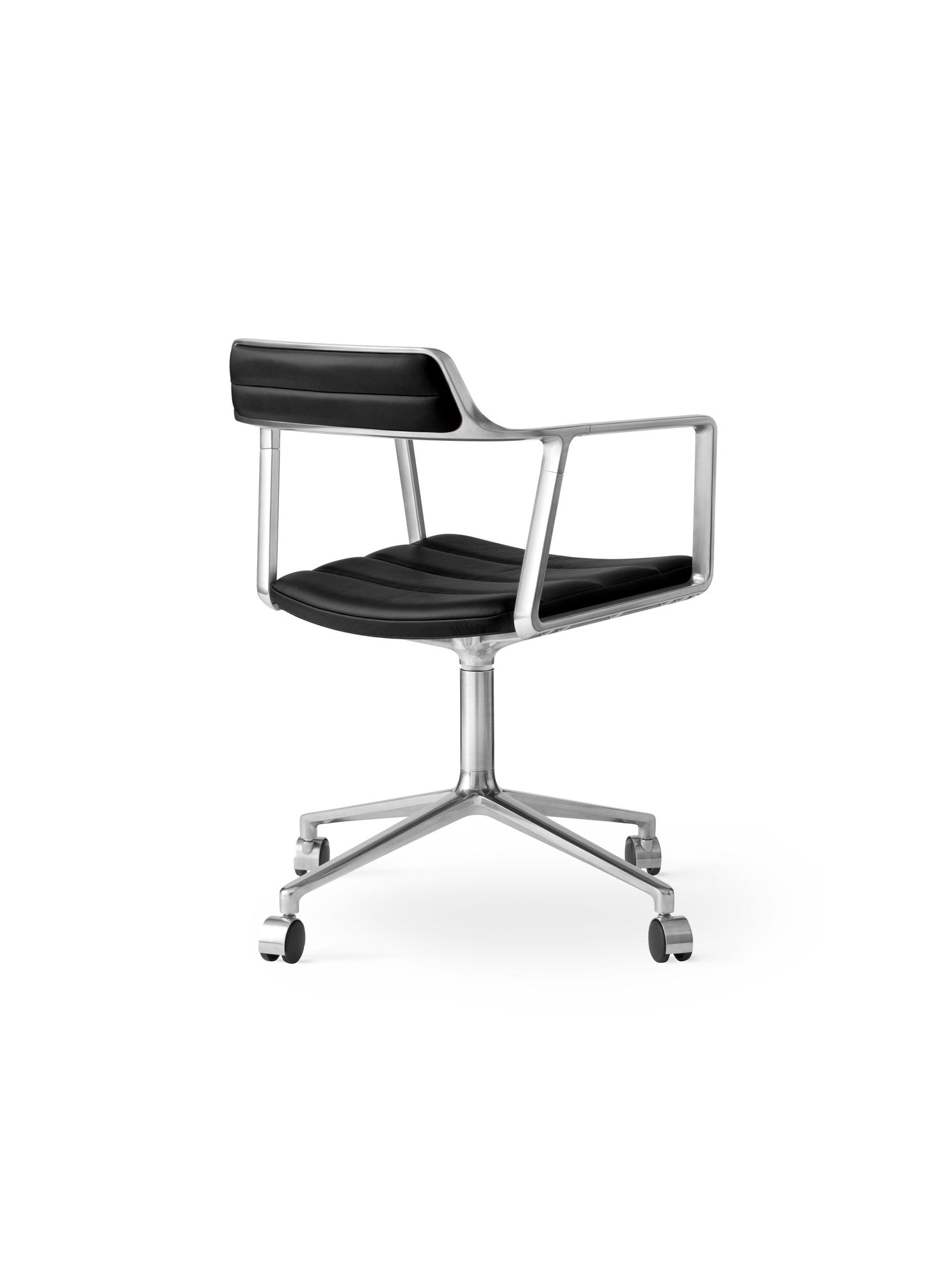 Bürostuhl 452 schwarze Leder mit Metallbasis
