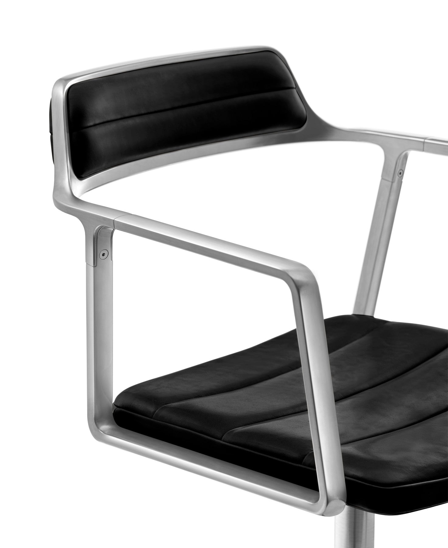 Bürostuhl 452 schwarze Leder mit Metallbasis