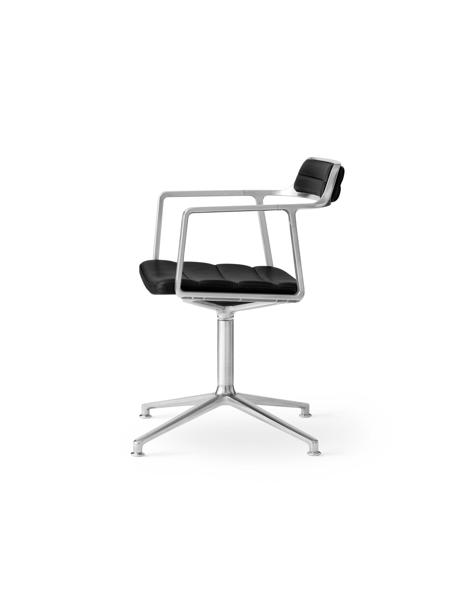 Bürostuhl 452 schwarze Leder mit Metallbasis