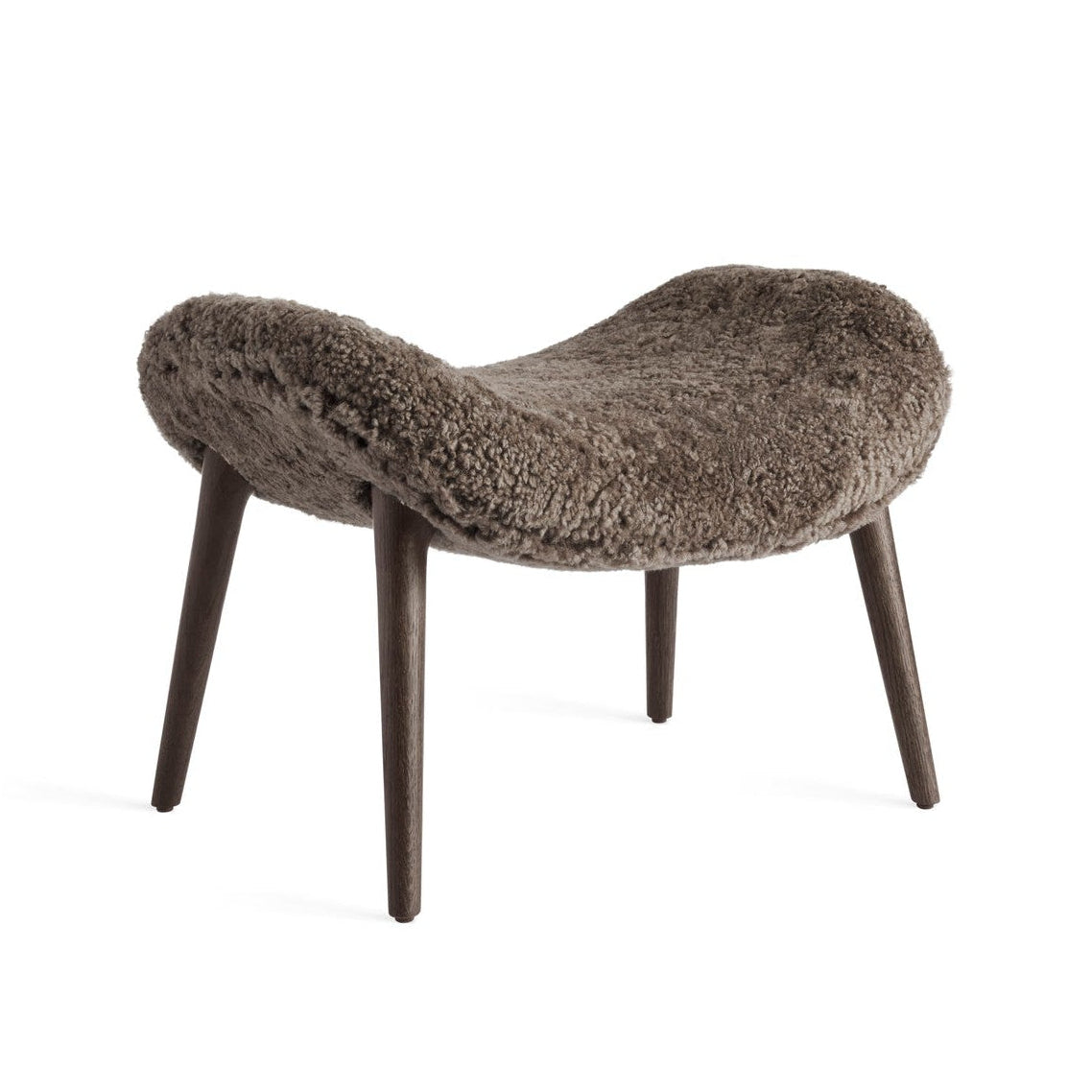 Lodge Brown Sheepskin Ottoman with Dark Oak Base