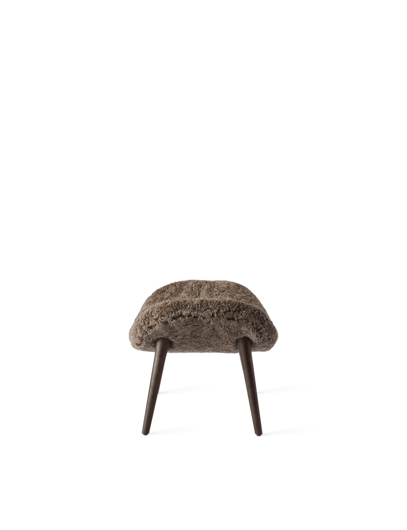 Lodge Brown Sheepskin Ottoman with Dark Oak Base