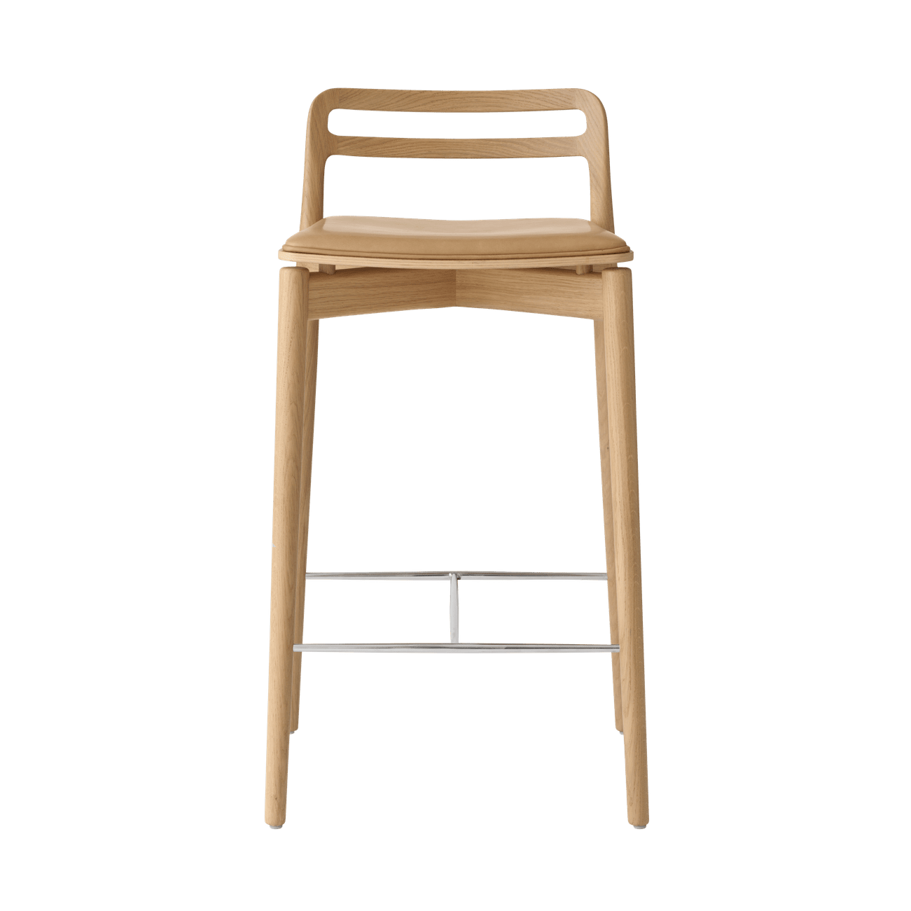 Cabin Stool in Caramel Leather with Light Oak Base