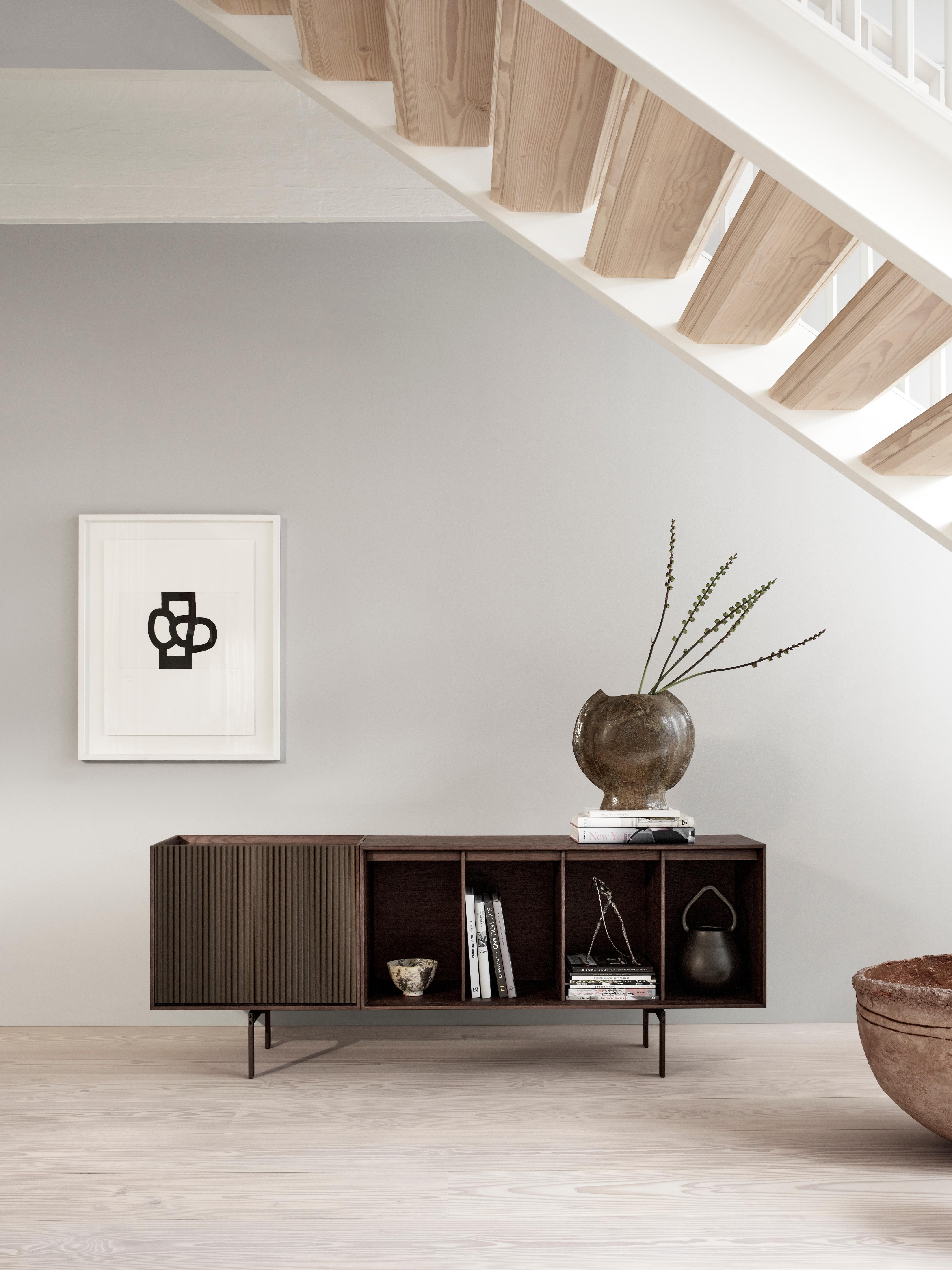 Komoda H1 dębowy fornir z szarym marmurem