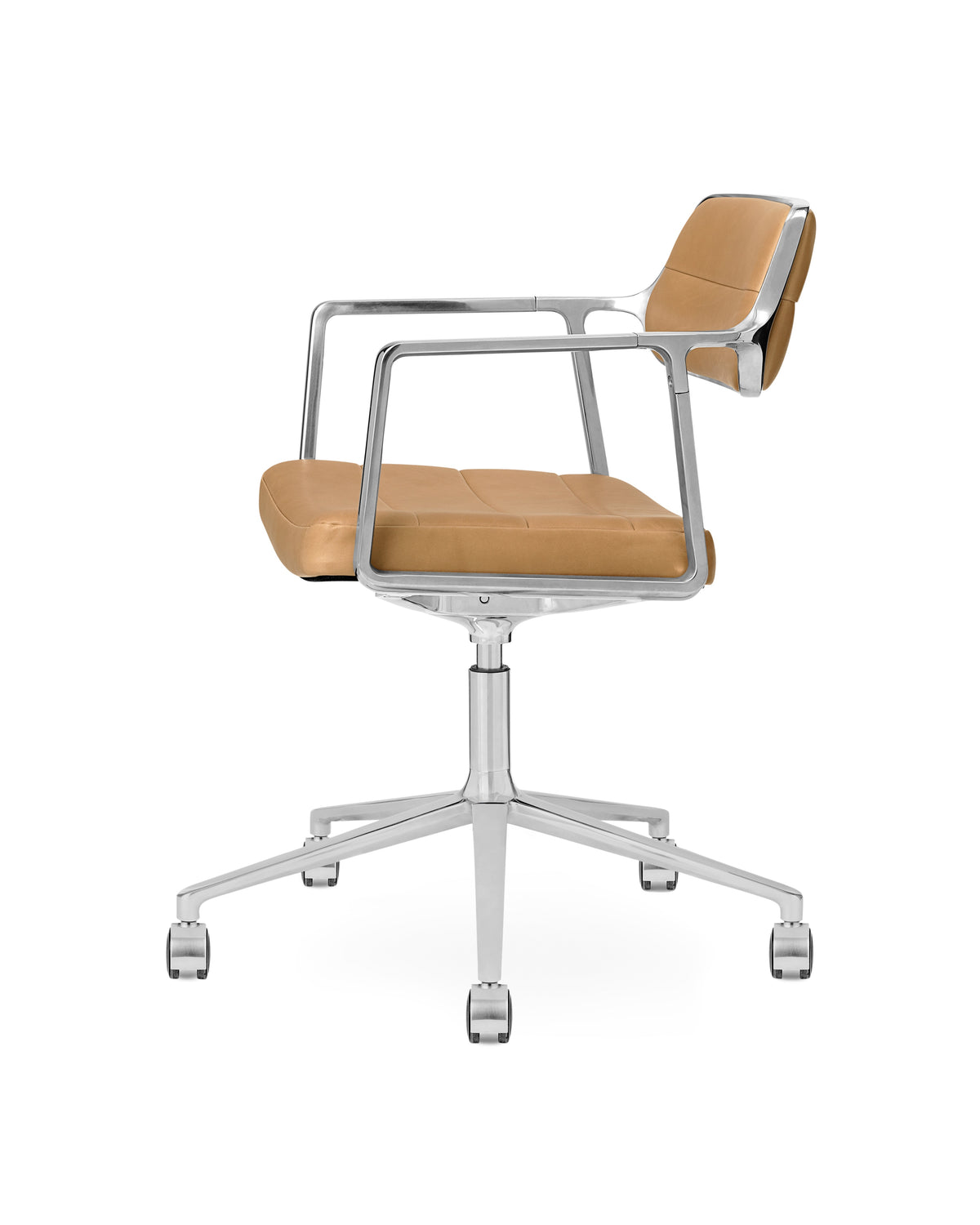 Bürostuhl 453+ karamellfarbene Leder mit Metallbasis