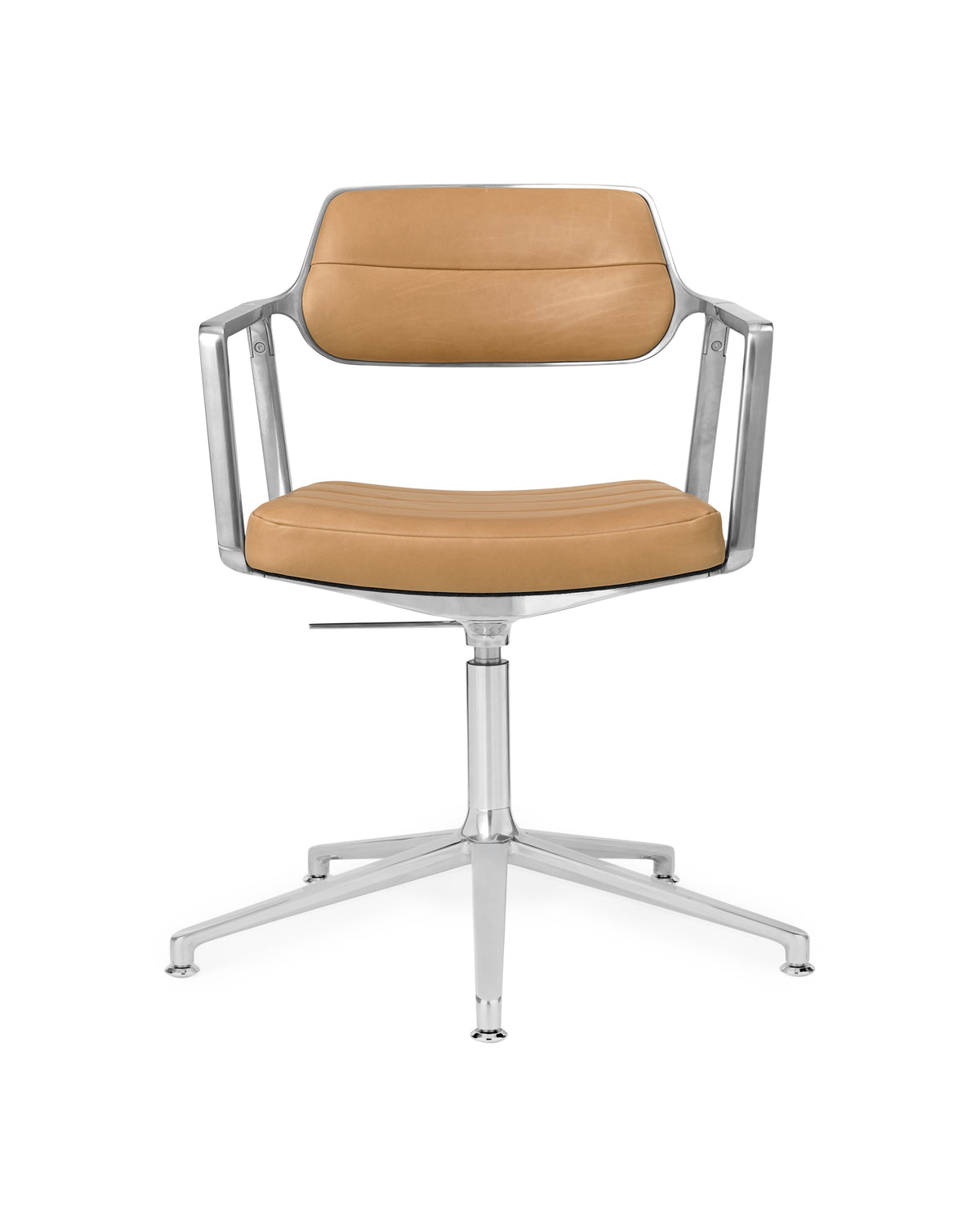Bürostuhl 453+ karamellfarbene Leder mit Metallbasis