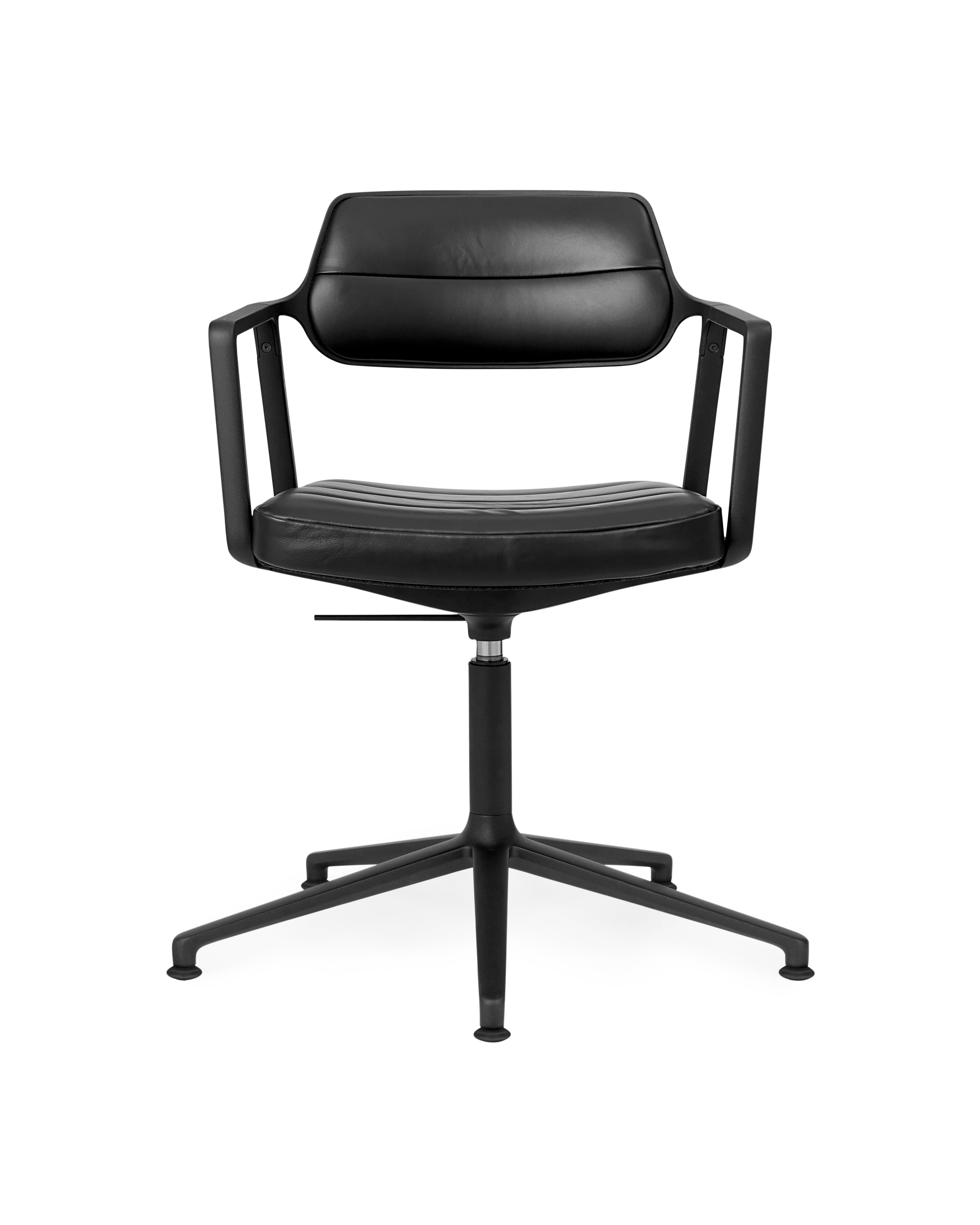 Office chair 453+ black leather with black metal base