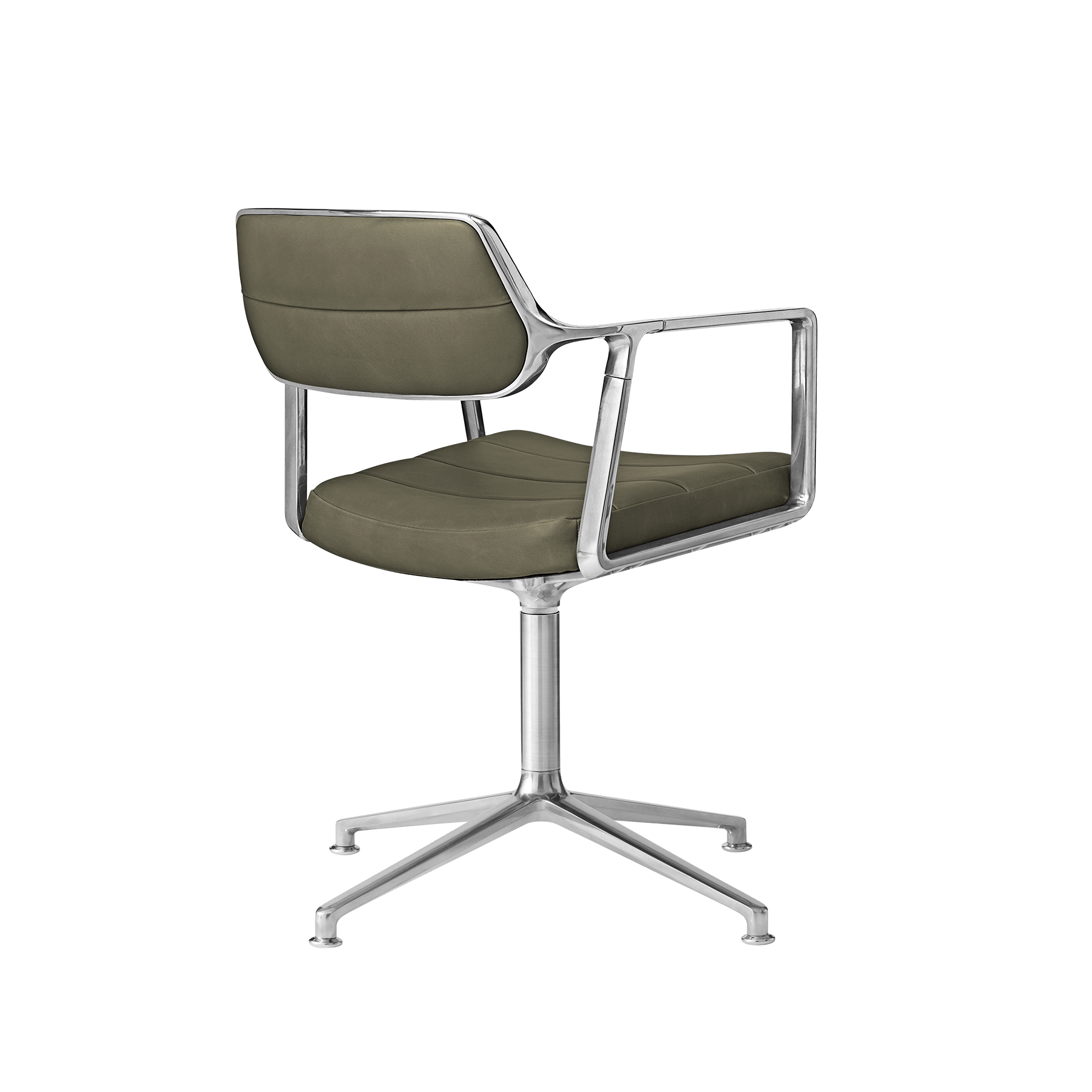 Office chair 453 green leather with metal base