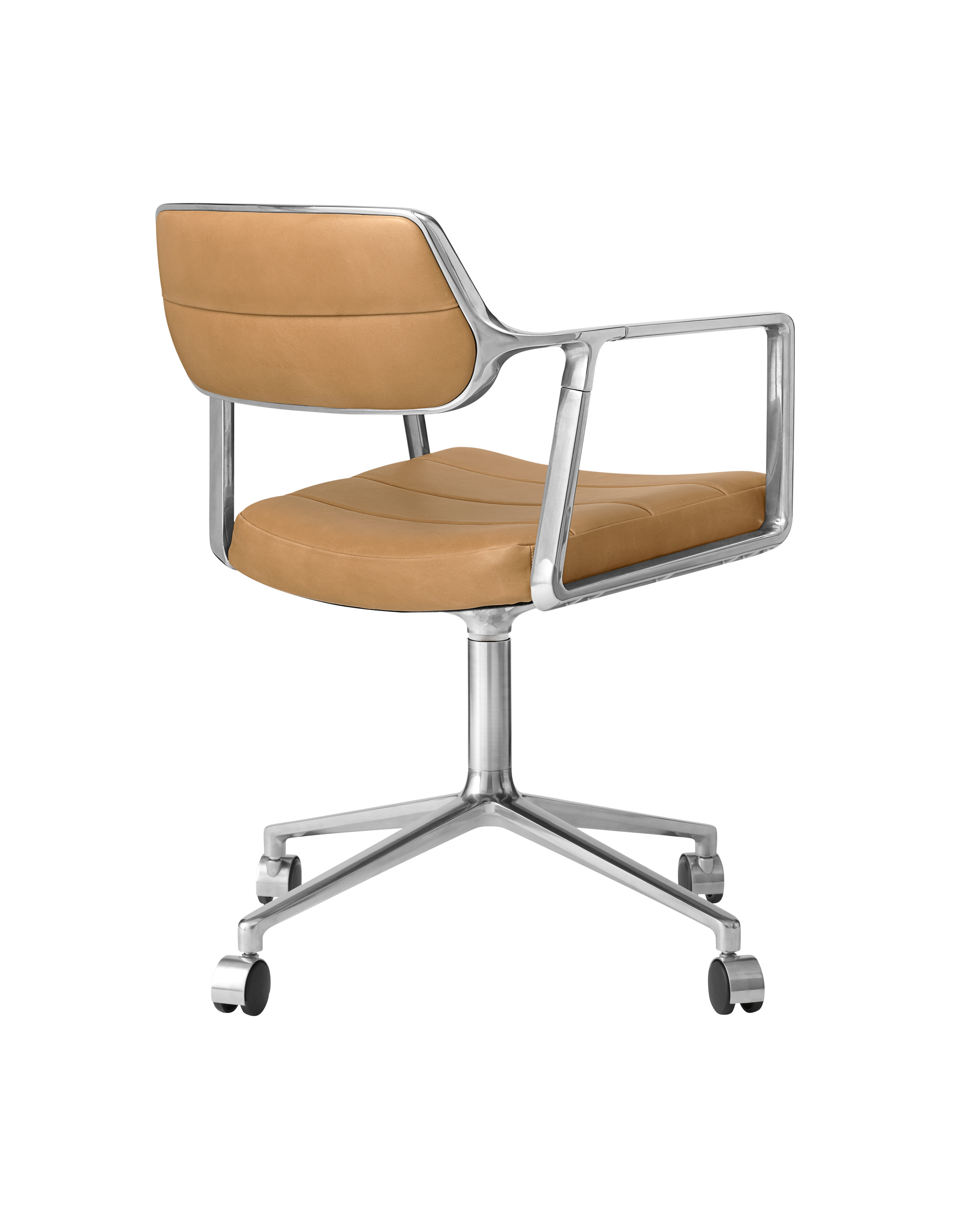 Office Chair 453 Caramel Leather with Metal Base