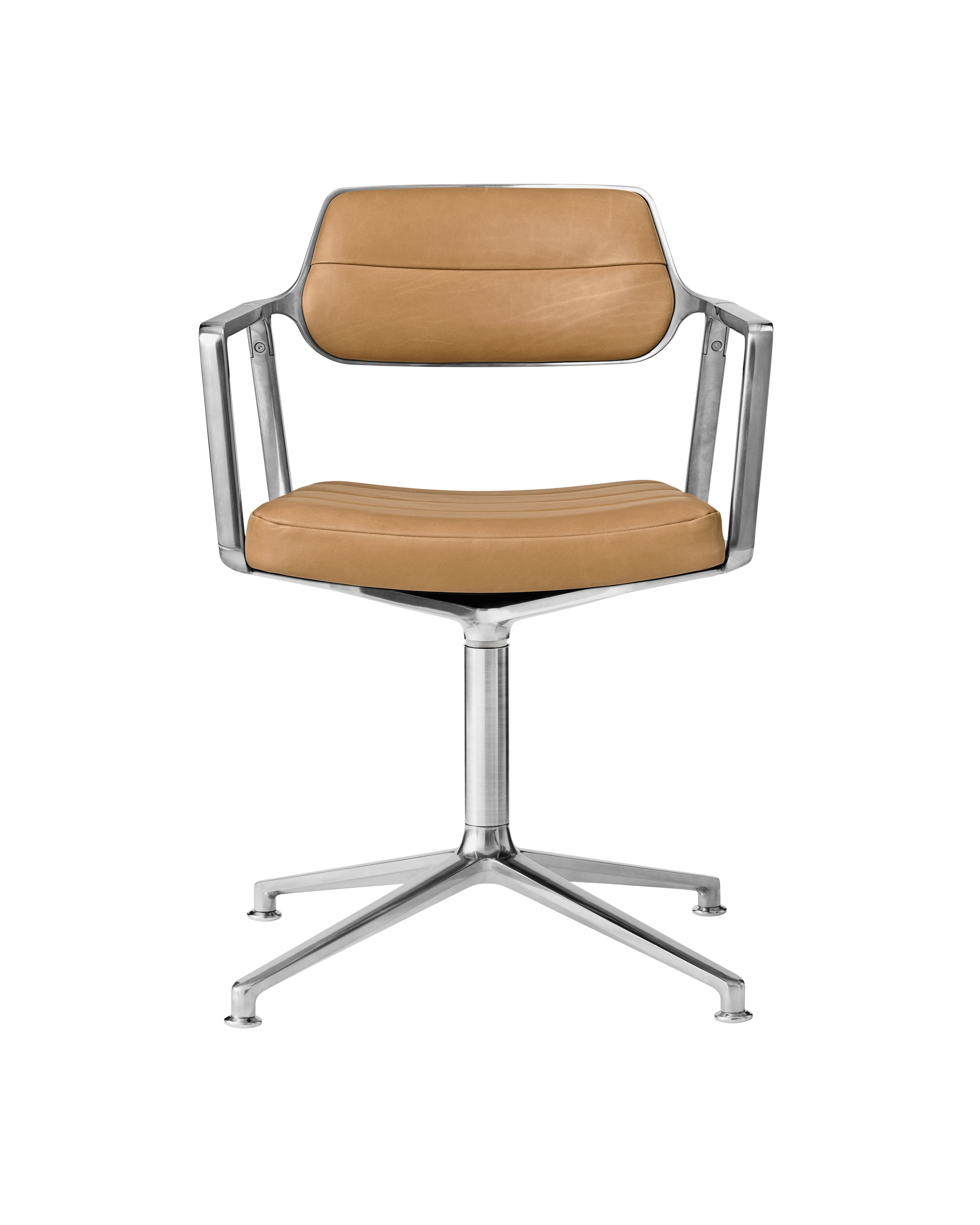 Office Chair 453 Caramel Leather with Metal Base