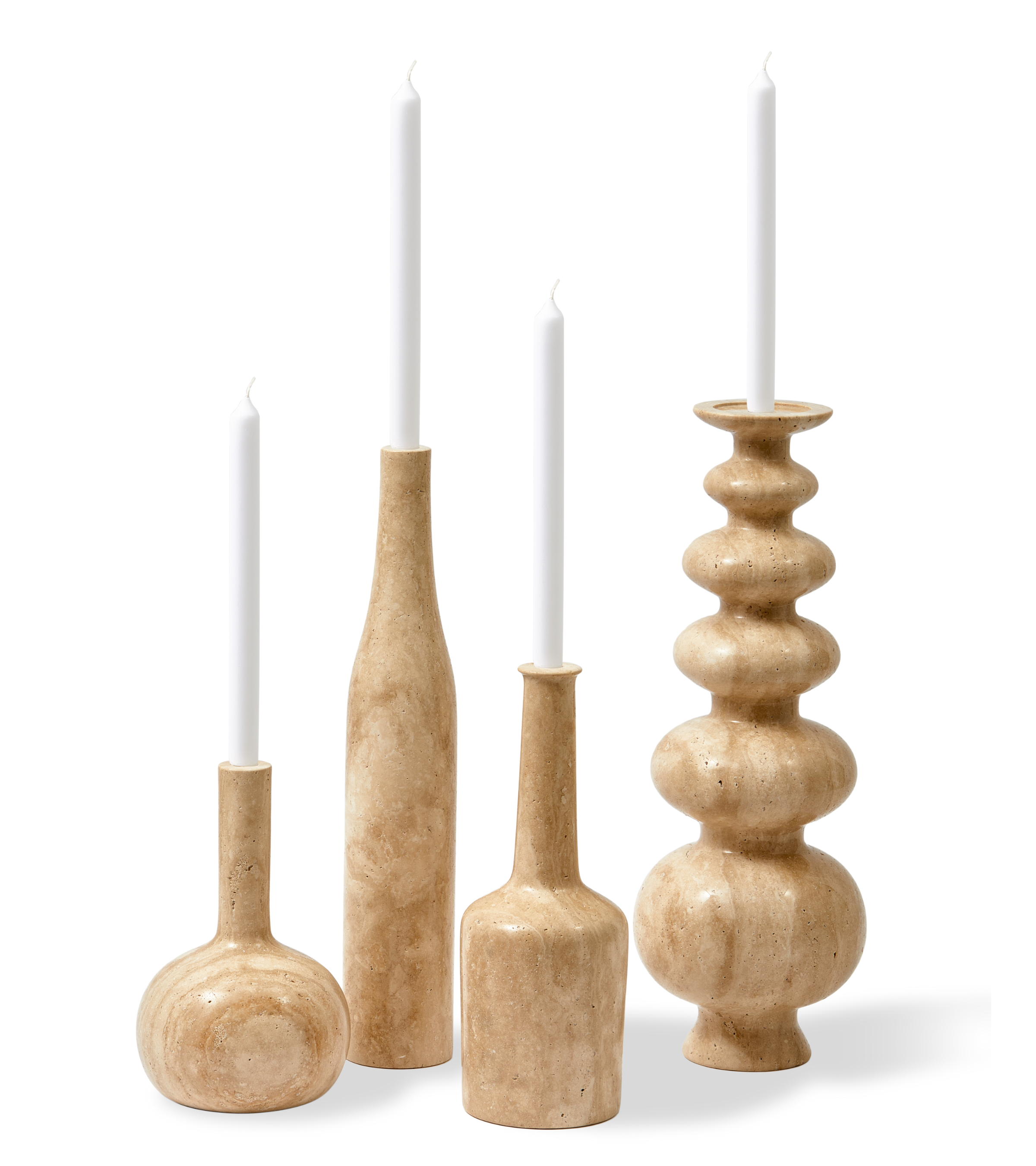 HERITAGE BOTTLE Kerzenständer beige Travertin