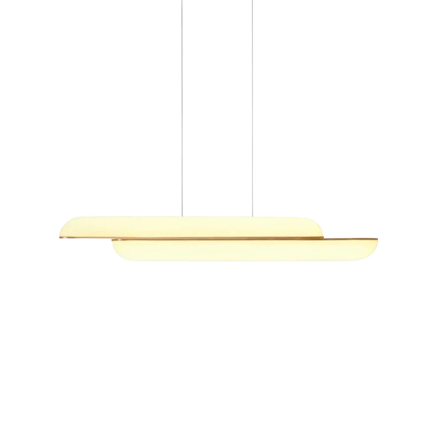 Hängelampe GEMINI mit opalisiertem Schirm und Messingdetails