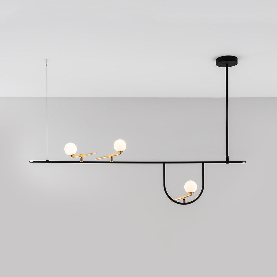 YANZI 1 Pendant Lamp Black with Gold