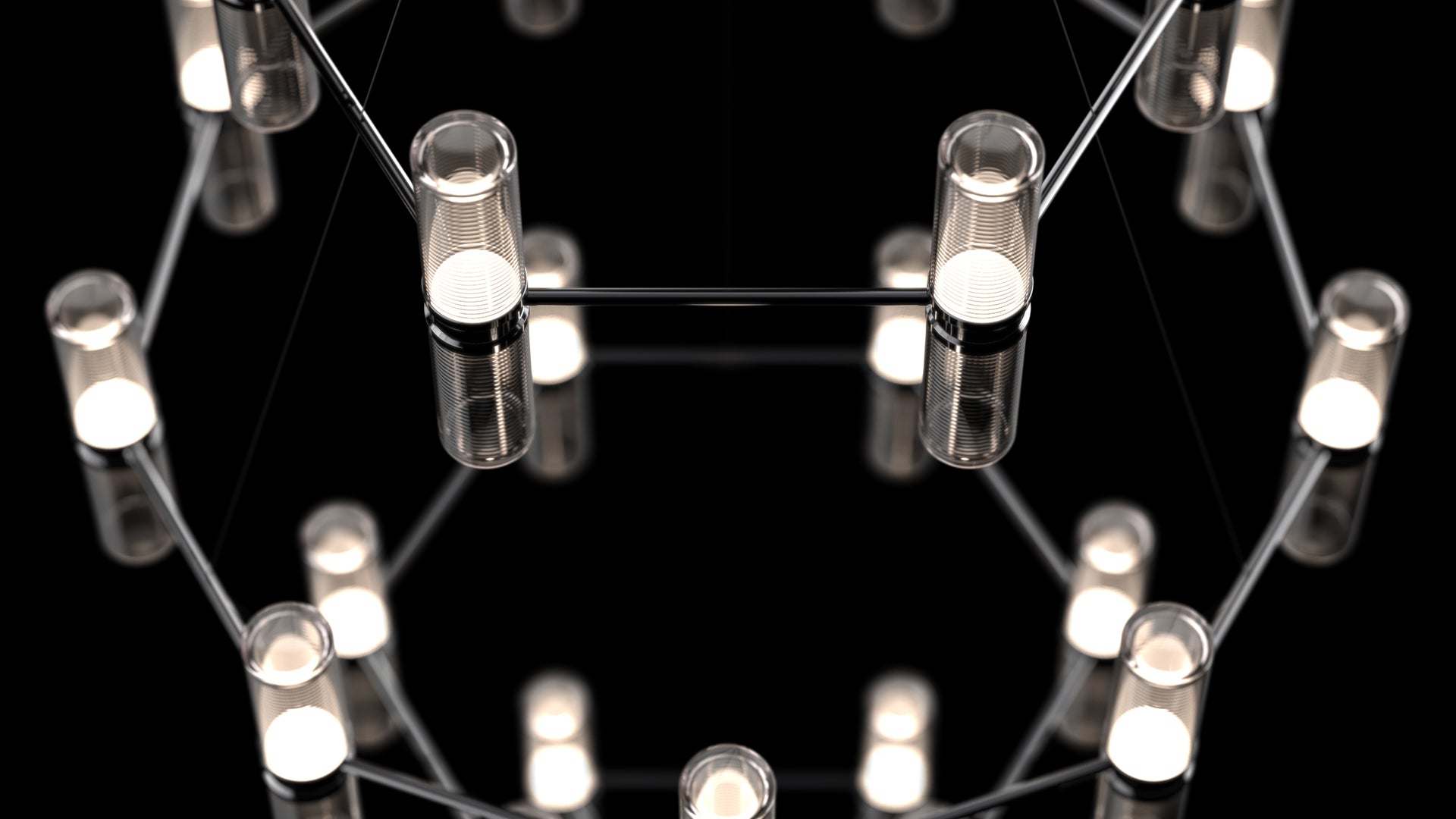 Transparent ZEPHYR chandelier with black finish