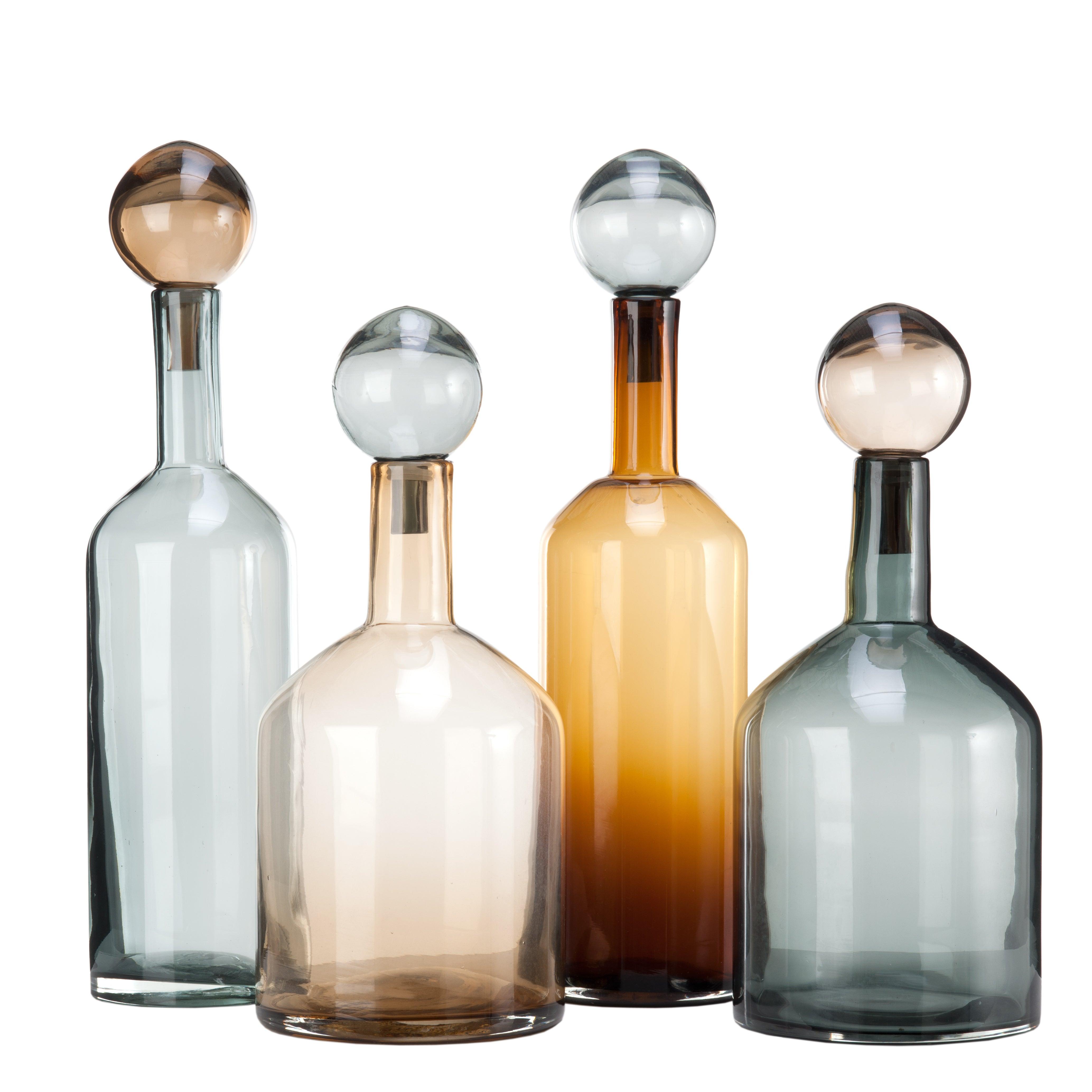 Zestaw butelek BUBBLES AND BOTTLES barwione szkło Pols Potten Ø18 x 33 cm / Ø13 x 44 cm Eye on Design